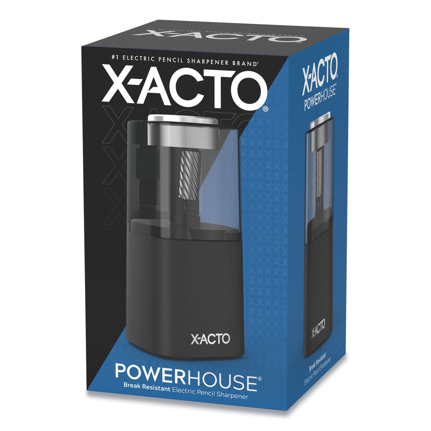 X-ACTO® Model 1799 Powerhouse Office Electric Pencil Sharpener, Ac-Powered, 3 X 3 X 7, Black/silver/smoke