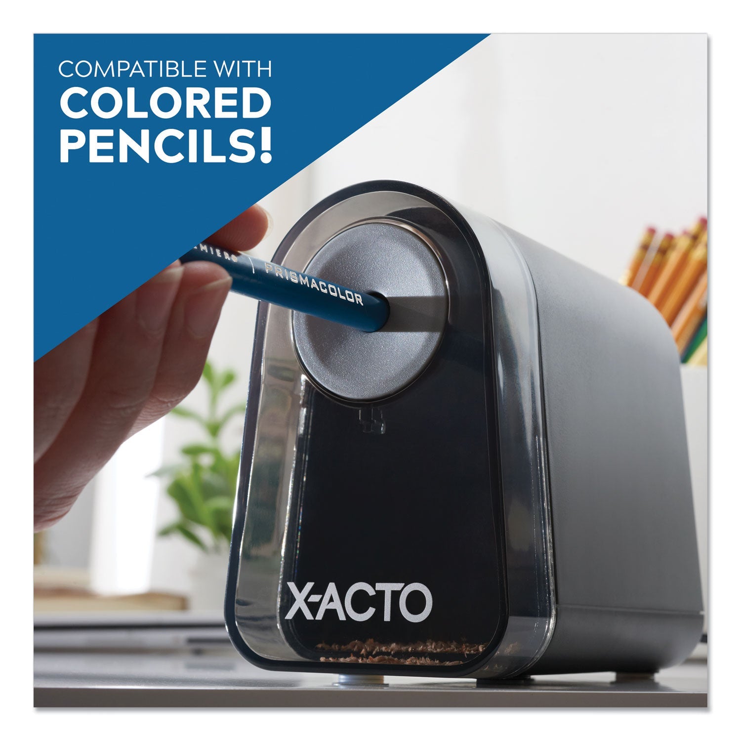 X-ACTO® Model 19501 Mighty Mite Home Office Electric Pencil Sharpener, Ac-Powered, 3.5 X 5.5 X 4.5, Black/gray/smoke