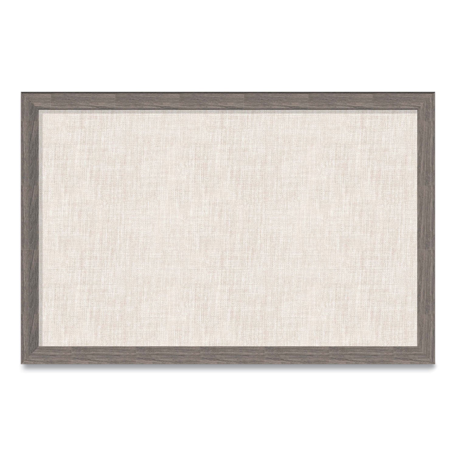 U Brands Linen Bulletin Board with Rustic Frame, 36" x 24" (Actual Size: 35" x 23"), Beige Surface, Brown Wood Frame