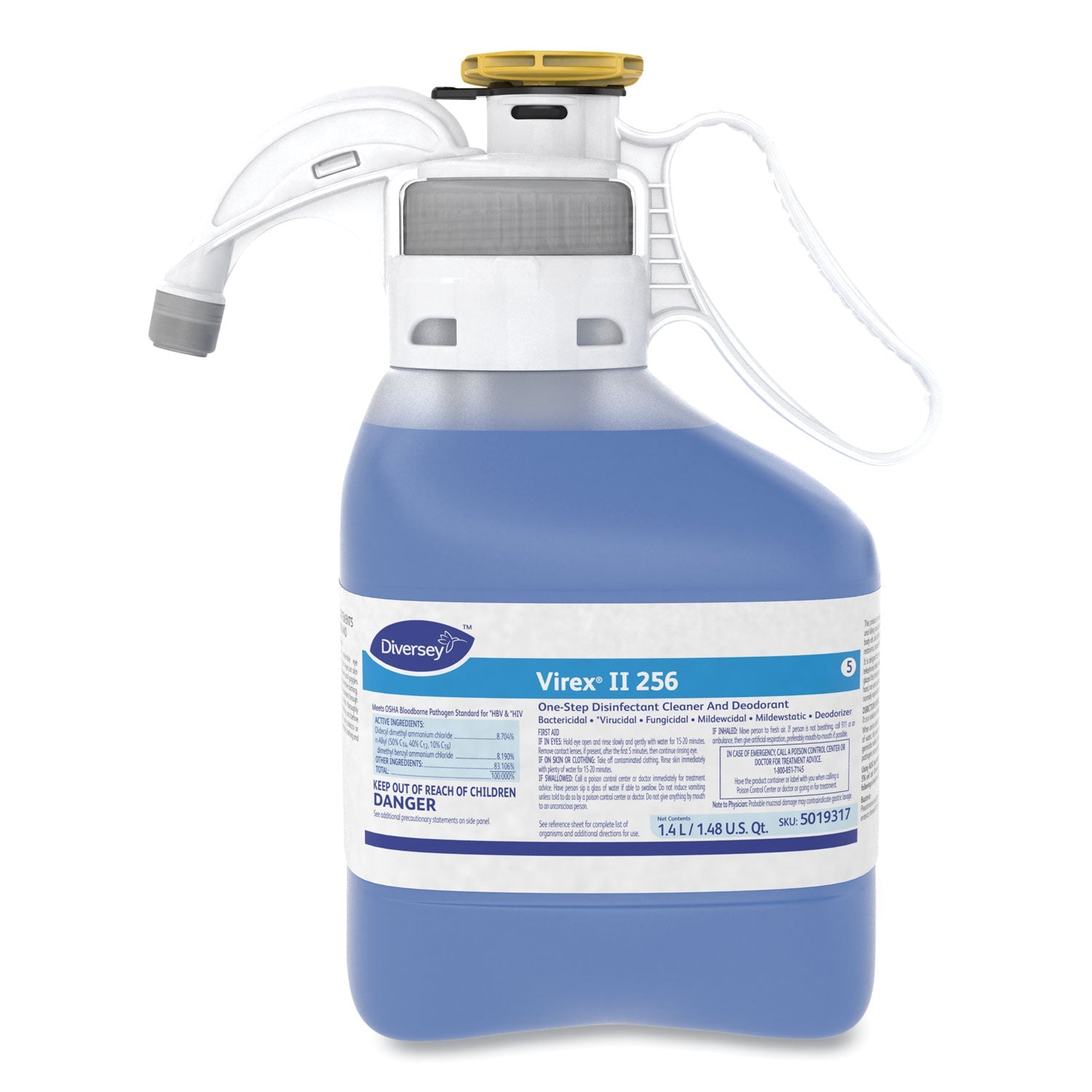 Diversey™ Virex Ii 256 One-Step Disinfectant Cleaner Deodorant, Mint, 1.4l, 2 Bottles/ct