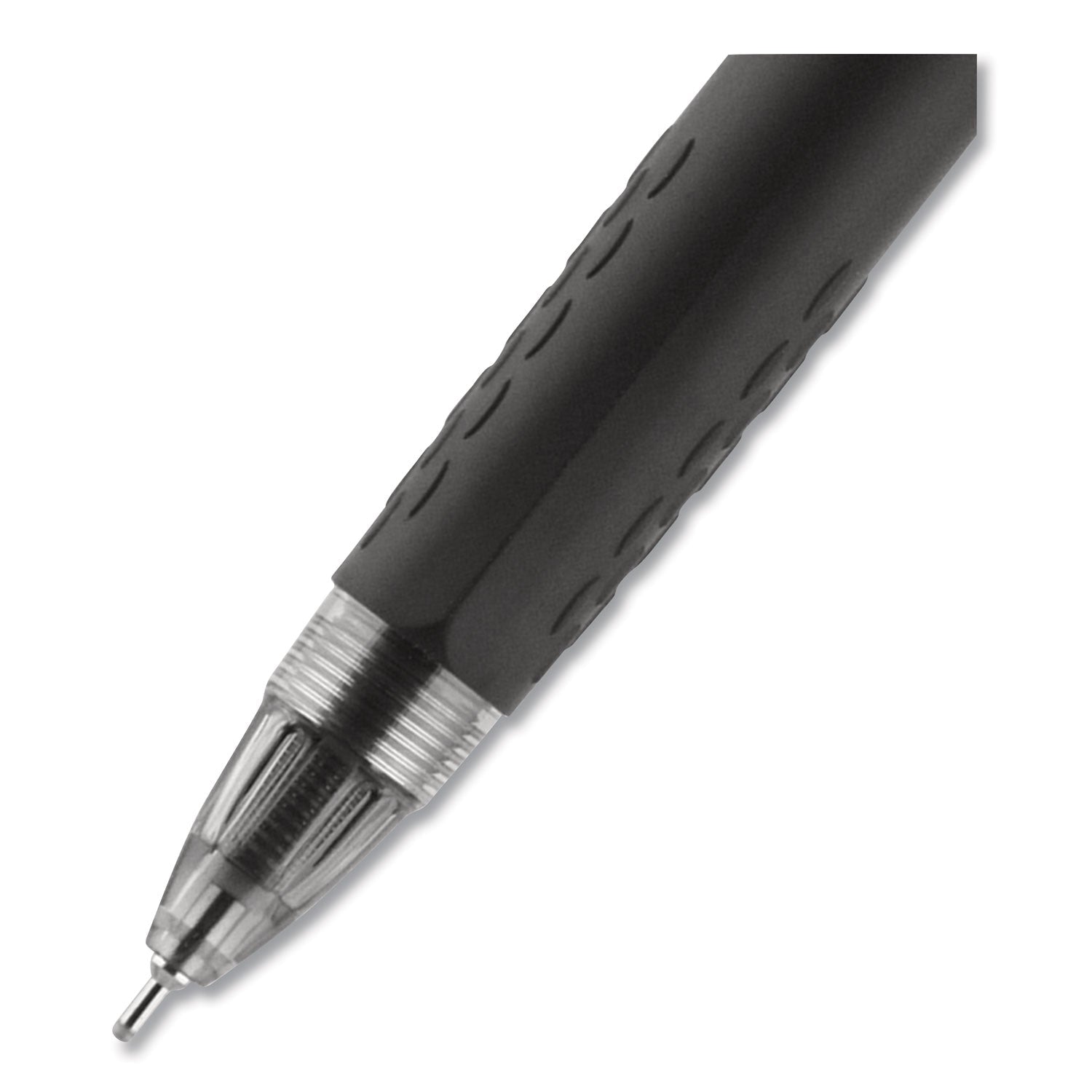 uniball® Signo 207 Needle Point Gel Pen, Retractable, Medium 0.7 mm, Black Ink, Smoke/Black Barrel, 4/Pack