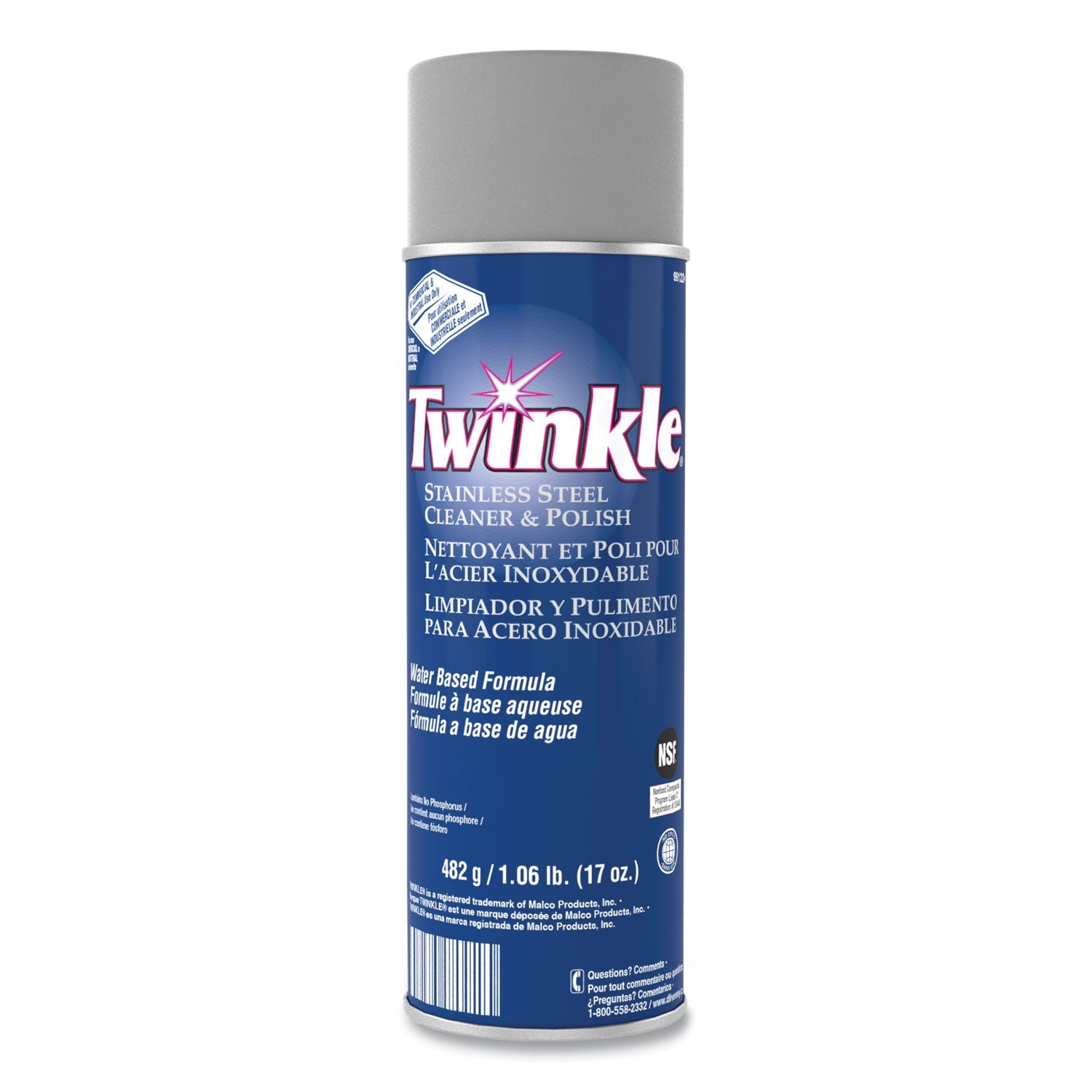Twinkle® Stainless Steel Cleaner And Polish, 17 Oz Aerosol Spray, 12/carton