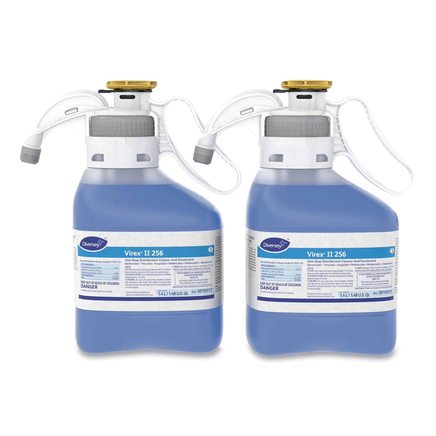 Diversey™ Virex Ii 256 One-Step Disinfectant Cleaner Deodorant, Mint, 1.4l, 2 Bottles/ct