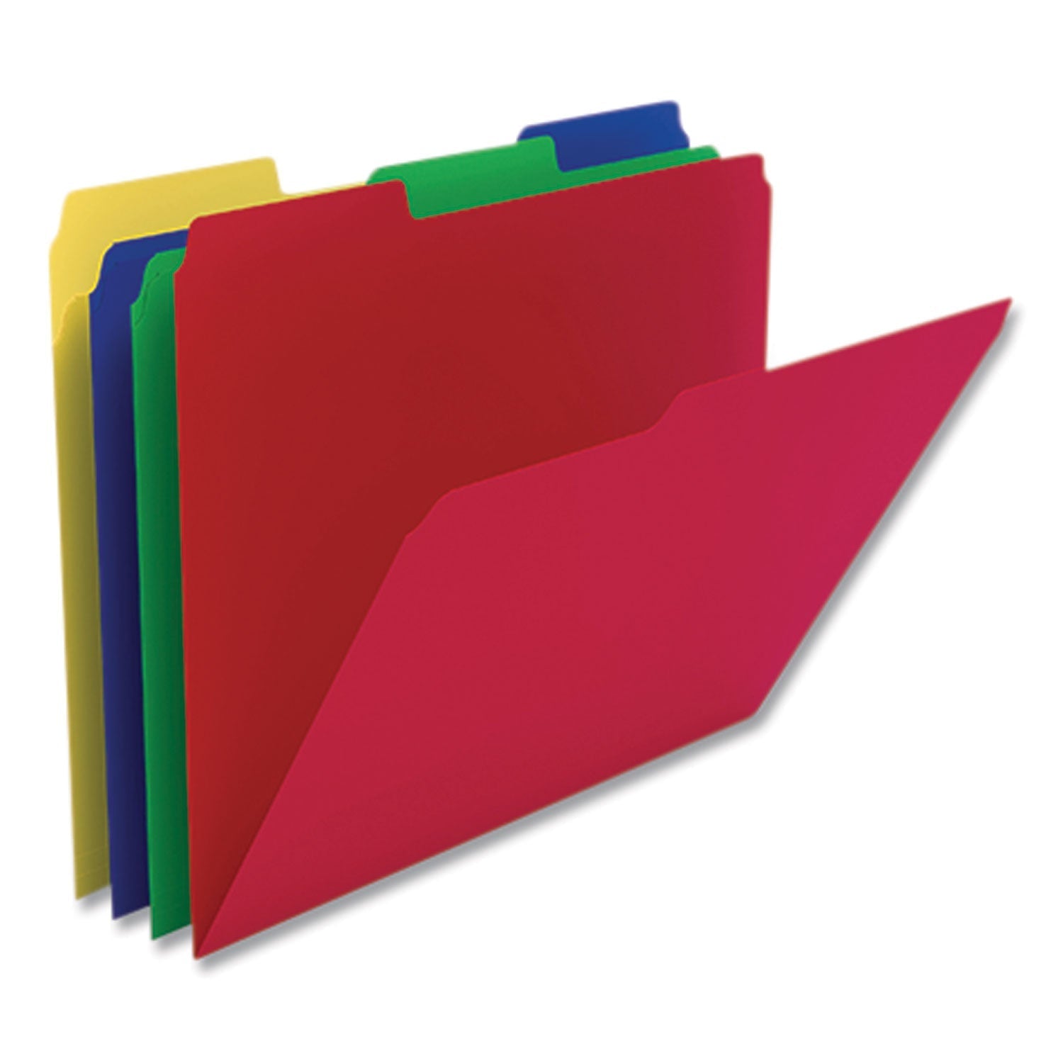 TRU RED™ Heavyweight Plastic File Folders, 1/3-Cut Tabs: Assorted, Letter Size, Assorted Colors, 24/Pack