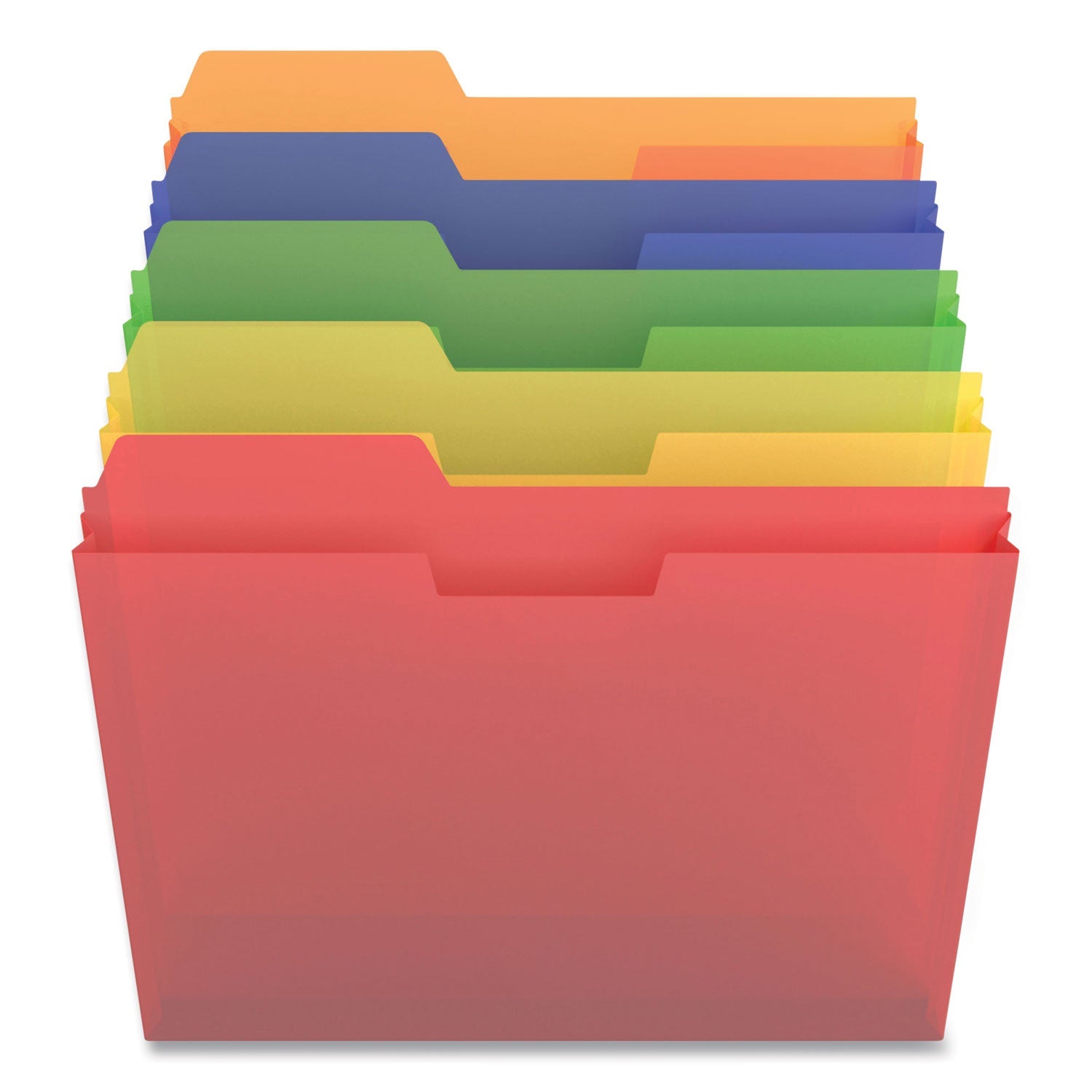 TRU RED™ Plastic File Pockets, 1/3 Cut Tab, Letter Size, Assorted Colors, 5/pack