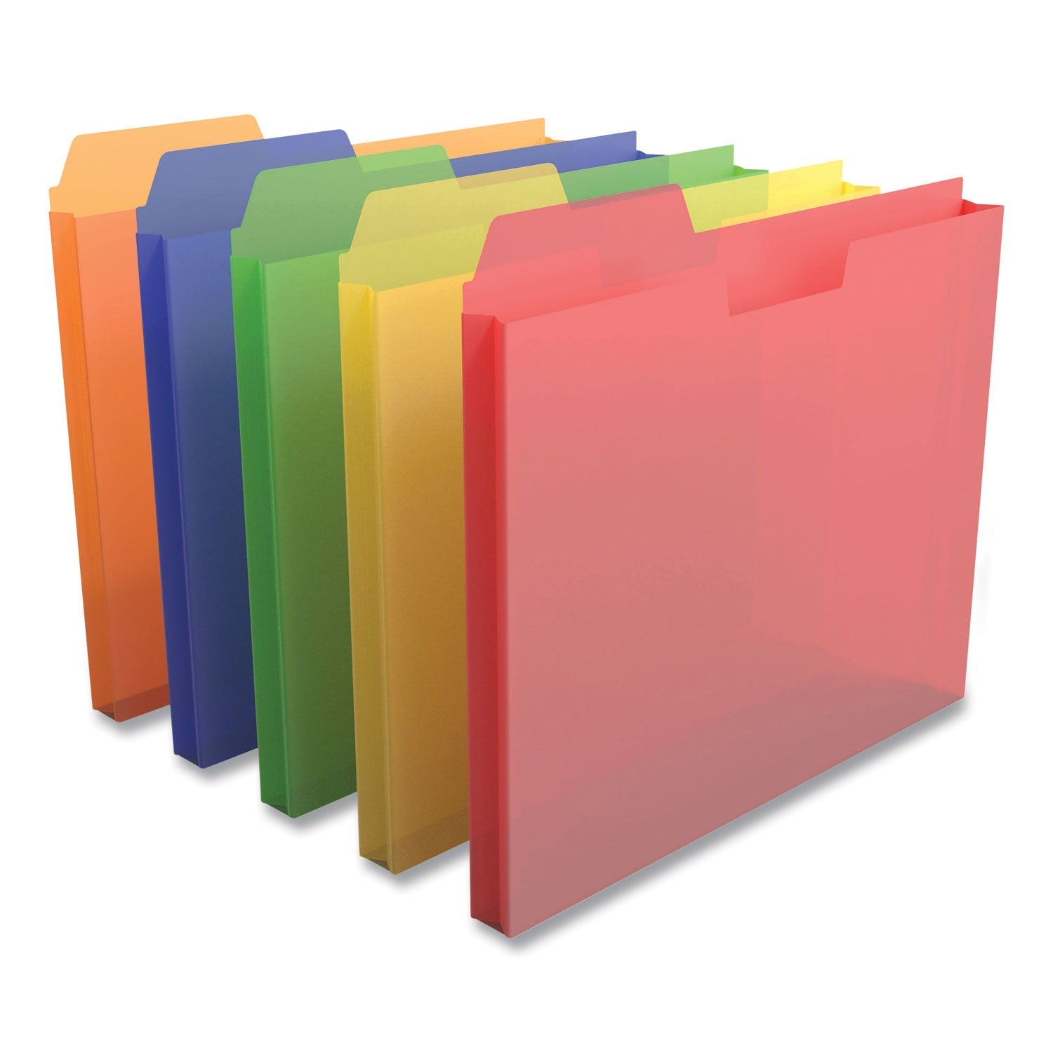 TRU RED™ Plastic File Pockets, 1/3 Cut Tab, Letter Size, Assorted Colors, 5/pack