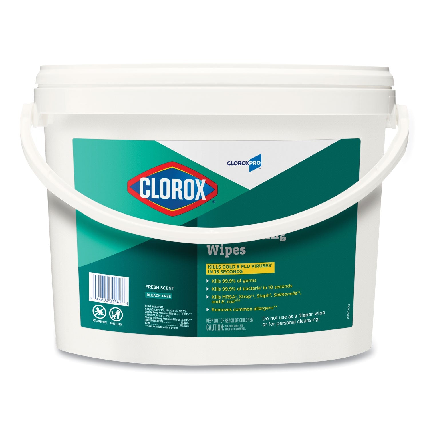Clorox® Disinfecting Wipes, 1-Ply, 7 x 8, Fresh Scent, White, 700/Bucket