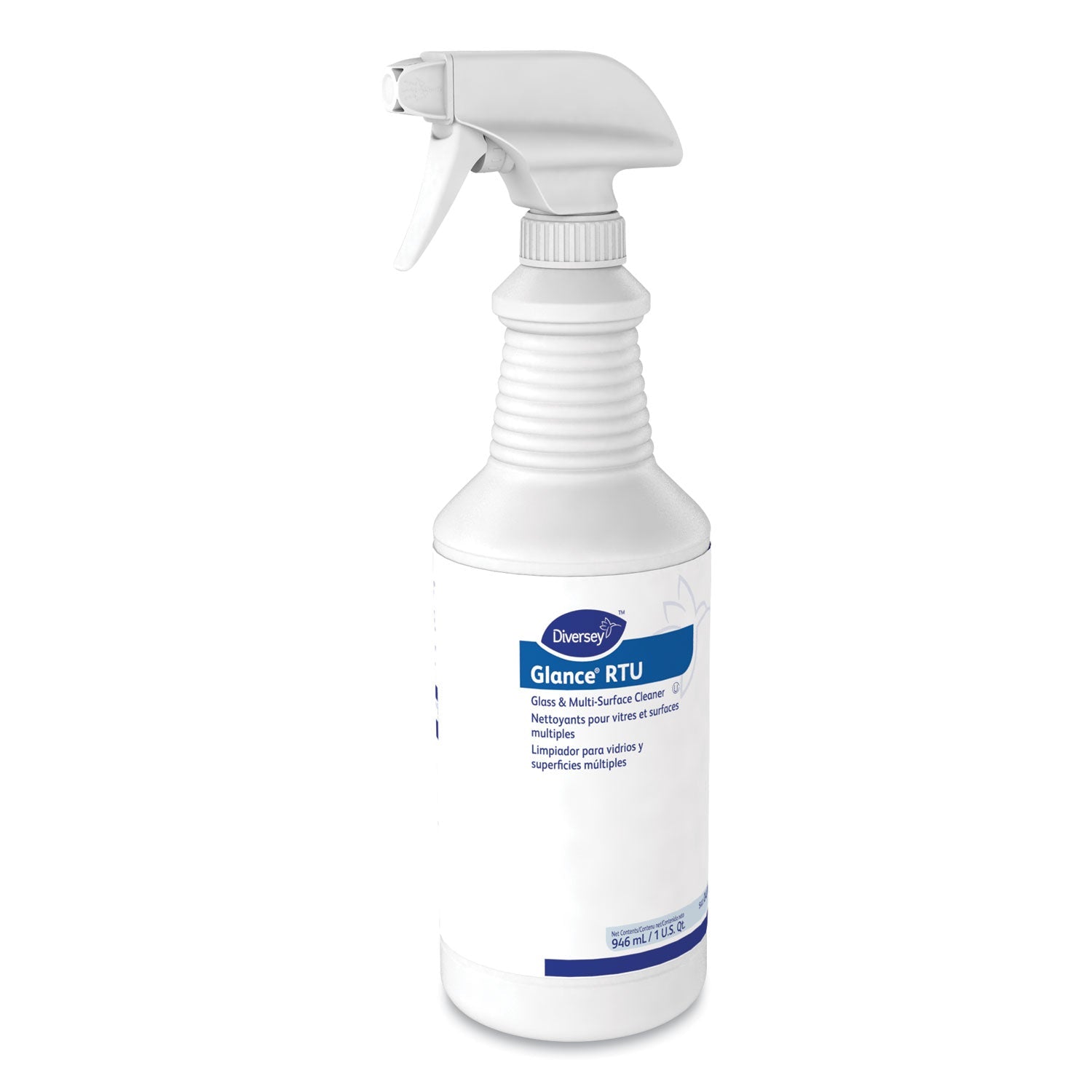 Diversey™ Glance Glass and Multi-Surface Cleaner, Original, (12) 32 oz Capped Bottles and One Trigger Sprayer