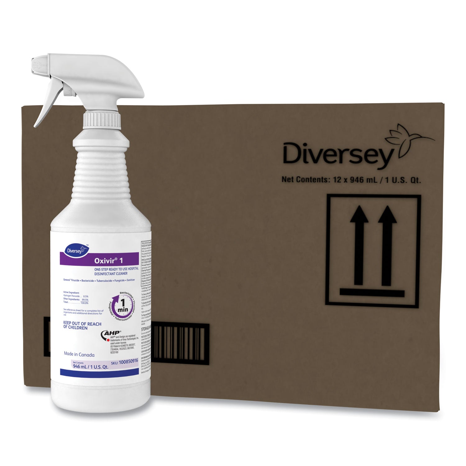 Diversey™ Oxivir 1 Rtu Disinfectant Cleaner, 32 Oz Spray Bottle, 12/carton