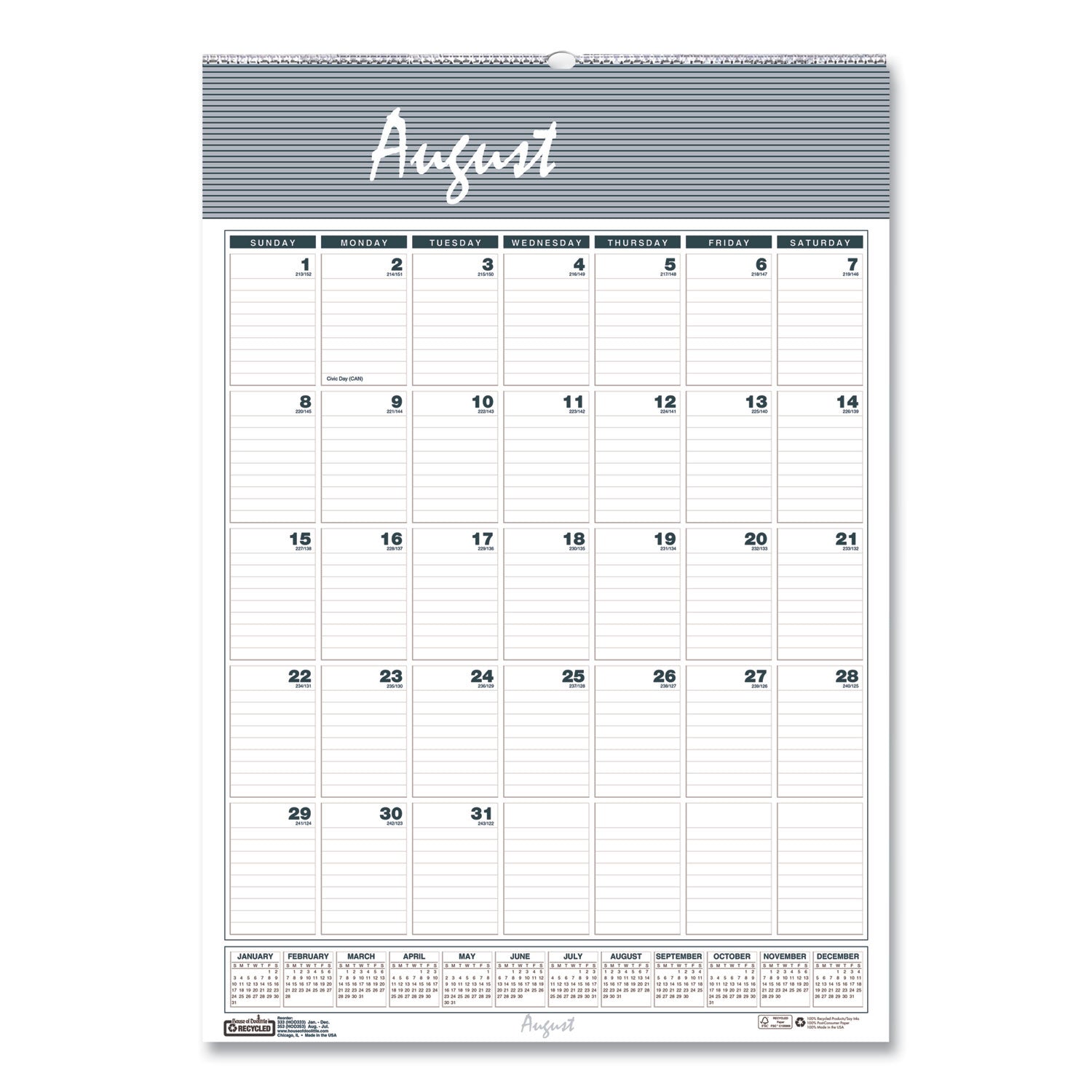 Academic Monthly Wall Calendar | 2024-2025, Bar Harbor