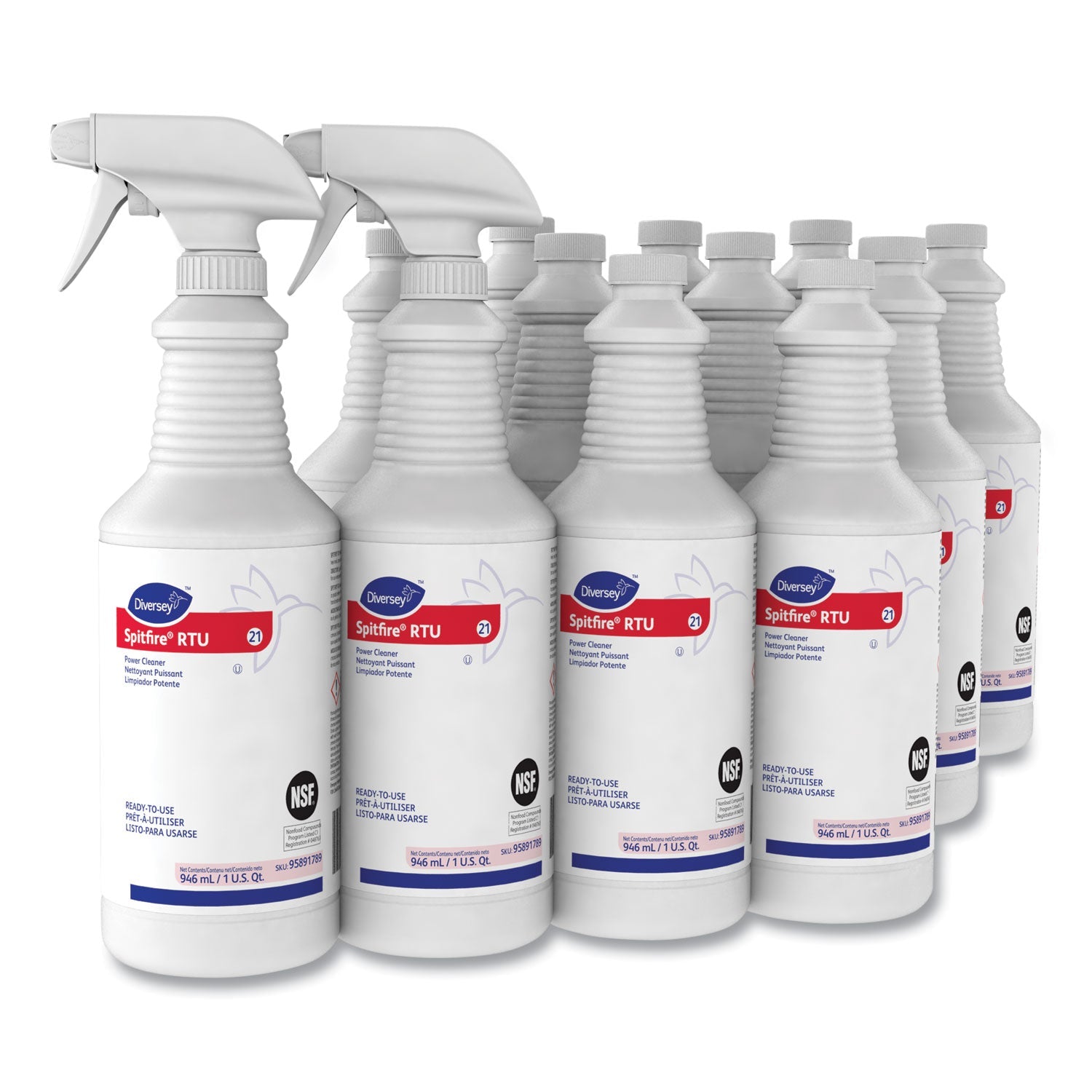 Diversey™ Spitfire Power Cleaner, Liquid, Fresh Pine Scent, 32 Oz Spray Bottle, 12/carton