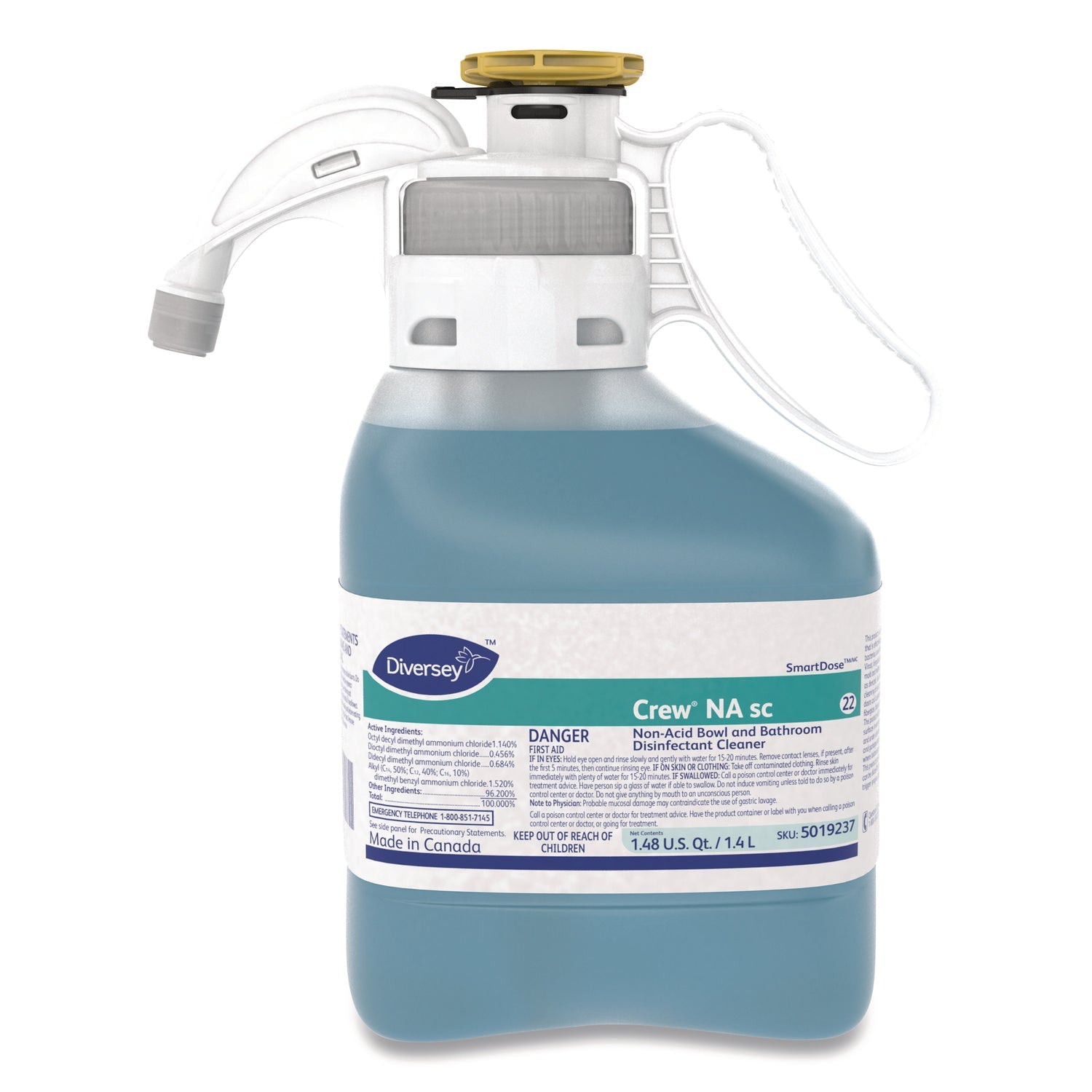 Diversey™ Crew Non-Acid Bowl And Bathroom Disinfectant Cleaner, Floral, 47.3 Oz, 2/carton