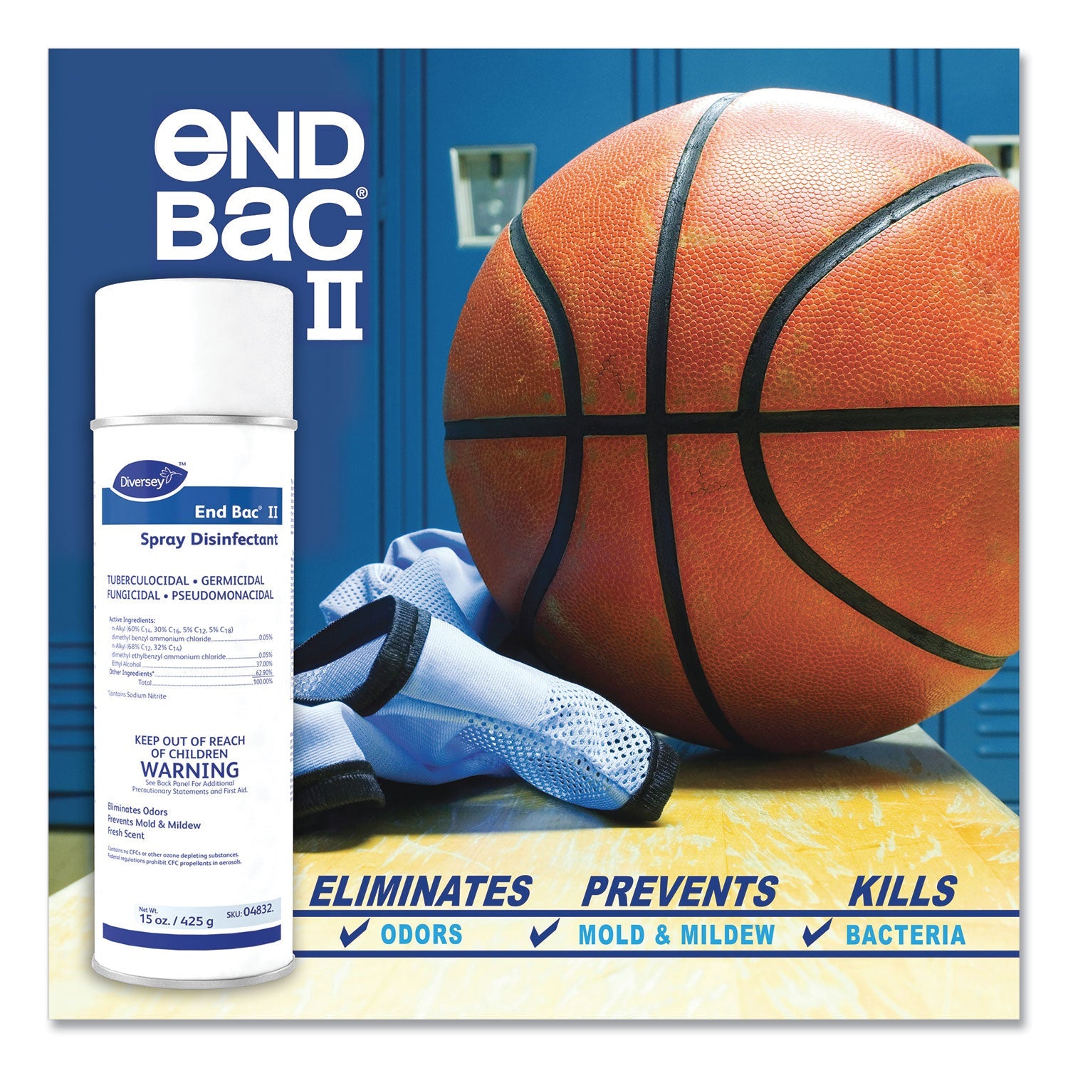 Diversey™ End Bac Ii Spray Disinfectant, Fresh Scent, 15 Oz Aerosol Spray, 12/carton