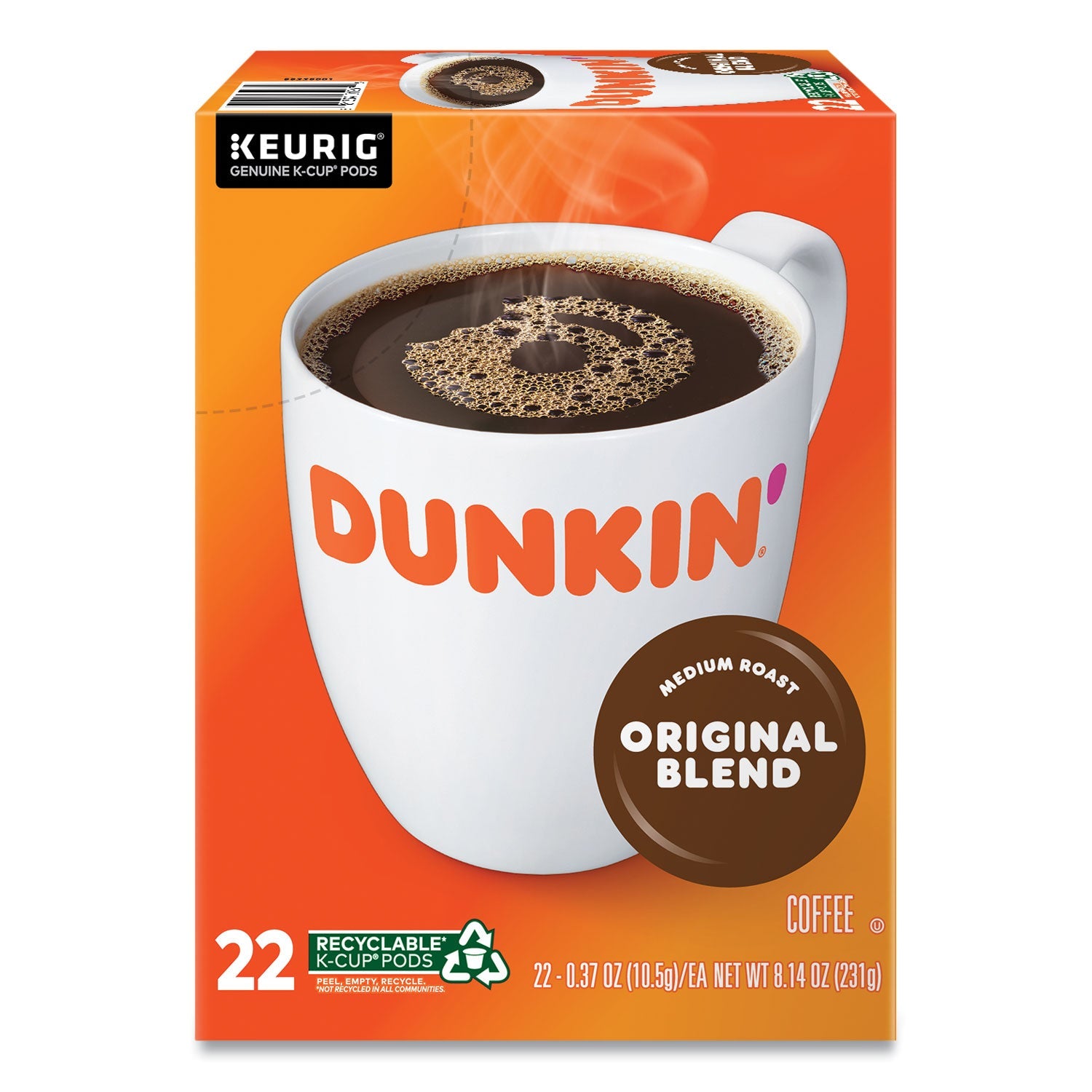 Dunkin'® K-Cup Pods, Original Blend, 22/box