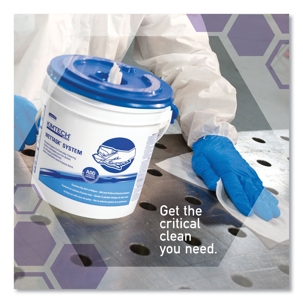 WypAll® WetTask Customizable Wet Wiping System Bucket, White/Blue, 4/Carton