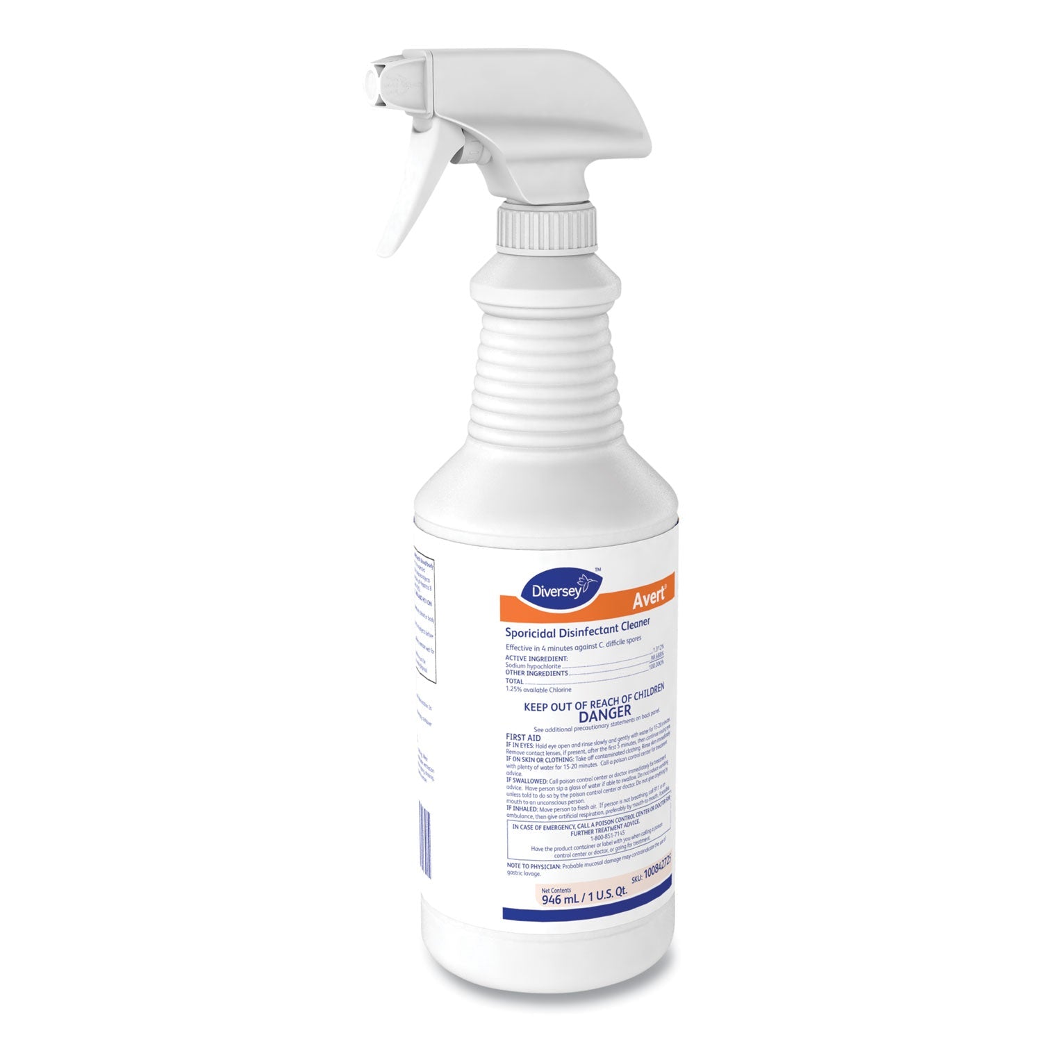 Diversey™ Avert Sporicidal Disinfectant Cleaner, 32 Oz Spray Bottle, 12/carton