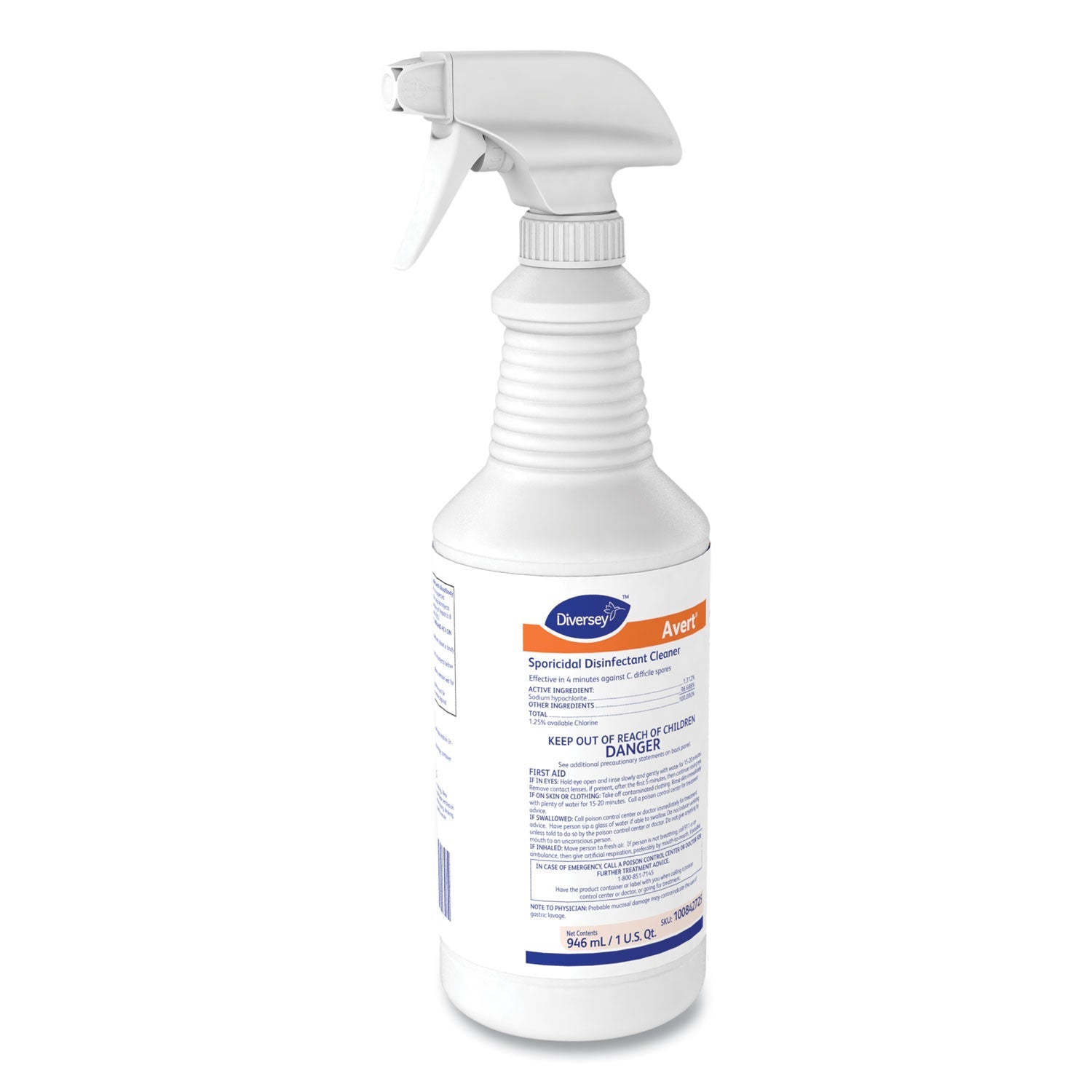 Diversey™ Avert Sporicidal Disinfectant Cleaner, 32 Oz Spray Bottle, 12/carton