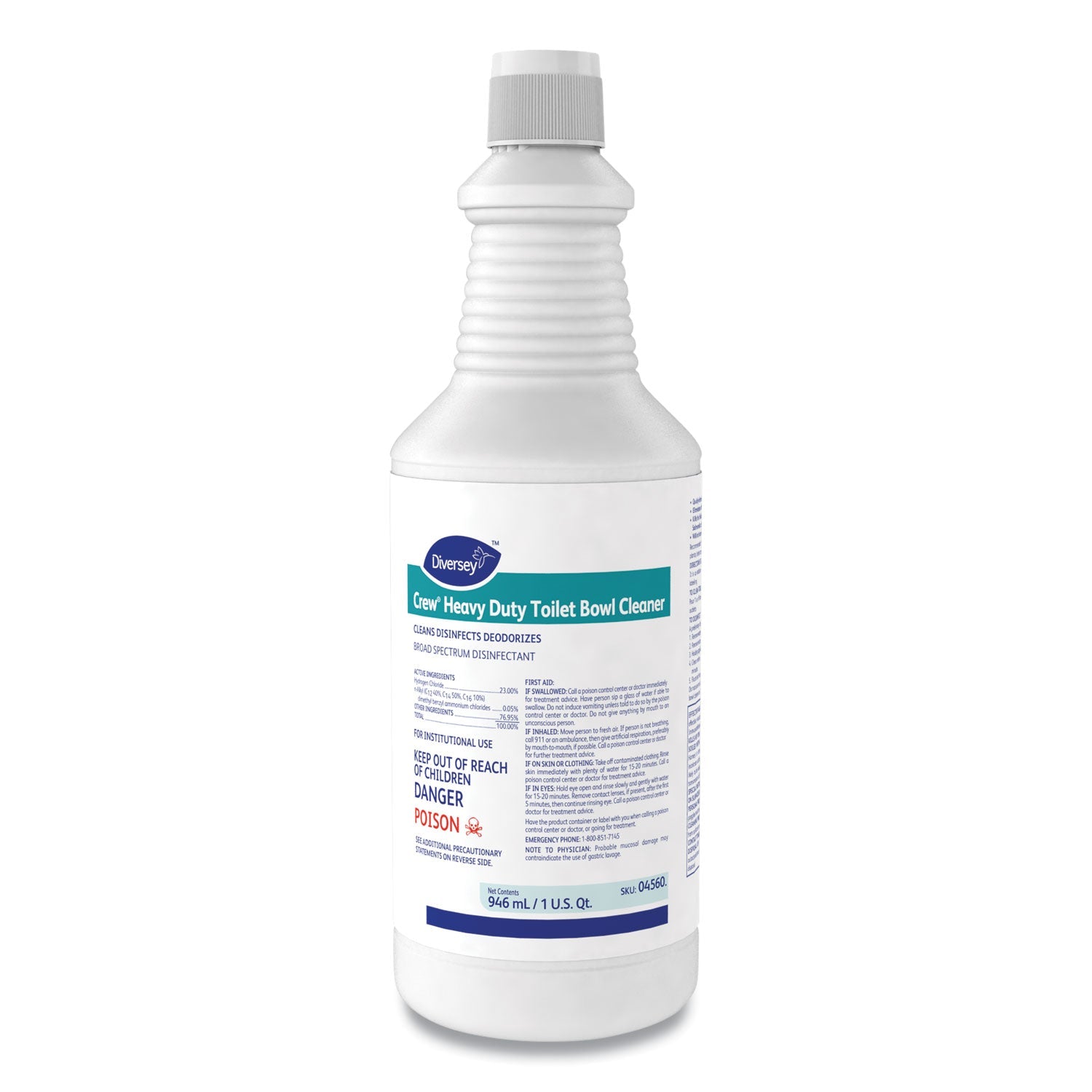 Diversey™ Crew Heavy Duty Toilet Bowl Cleaner, Minty, 32 Oz Squeeze Bottle, 12/carton