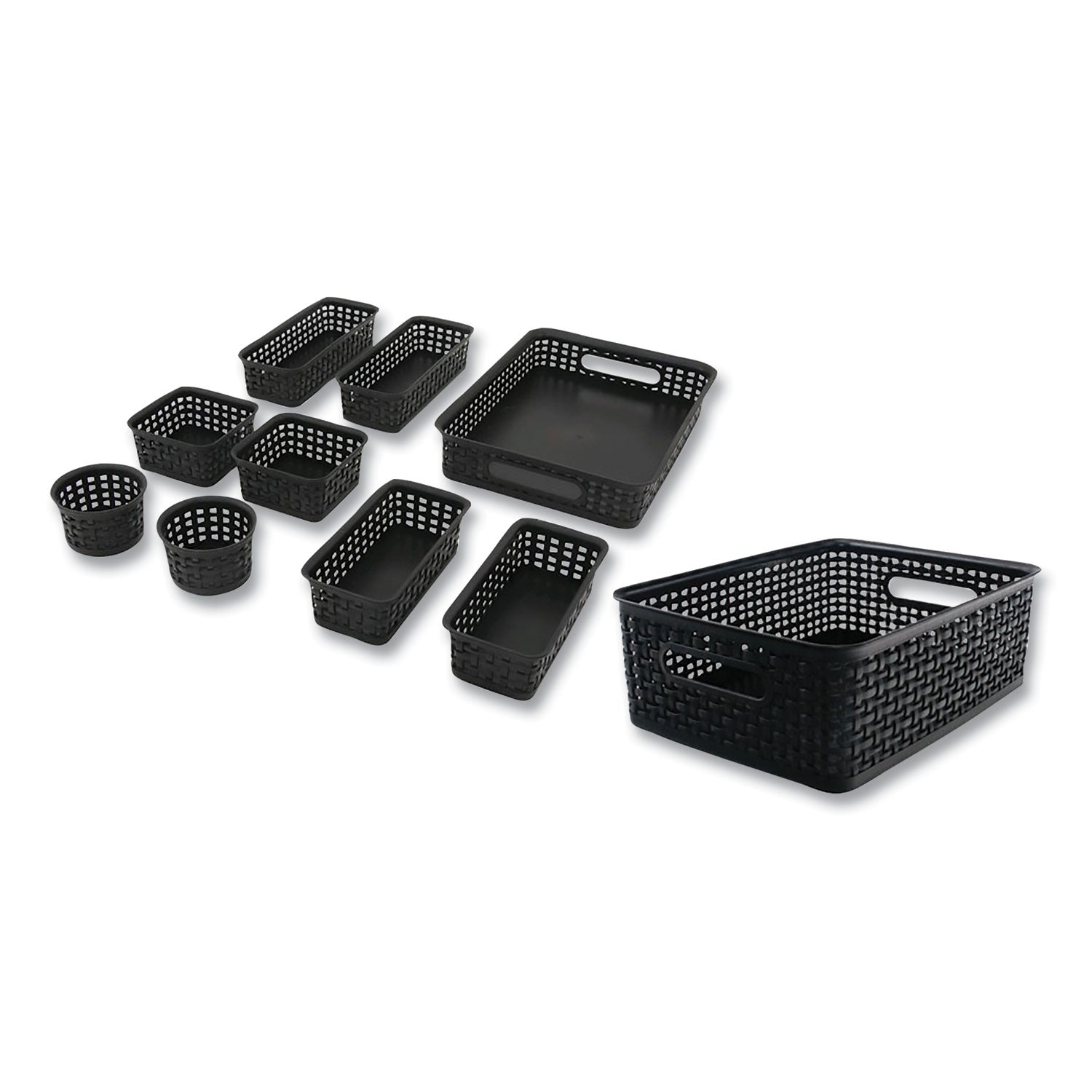 Plastic Weave Basket Bins | 10-Pack | Assorted