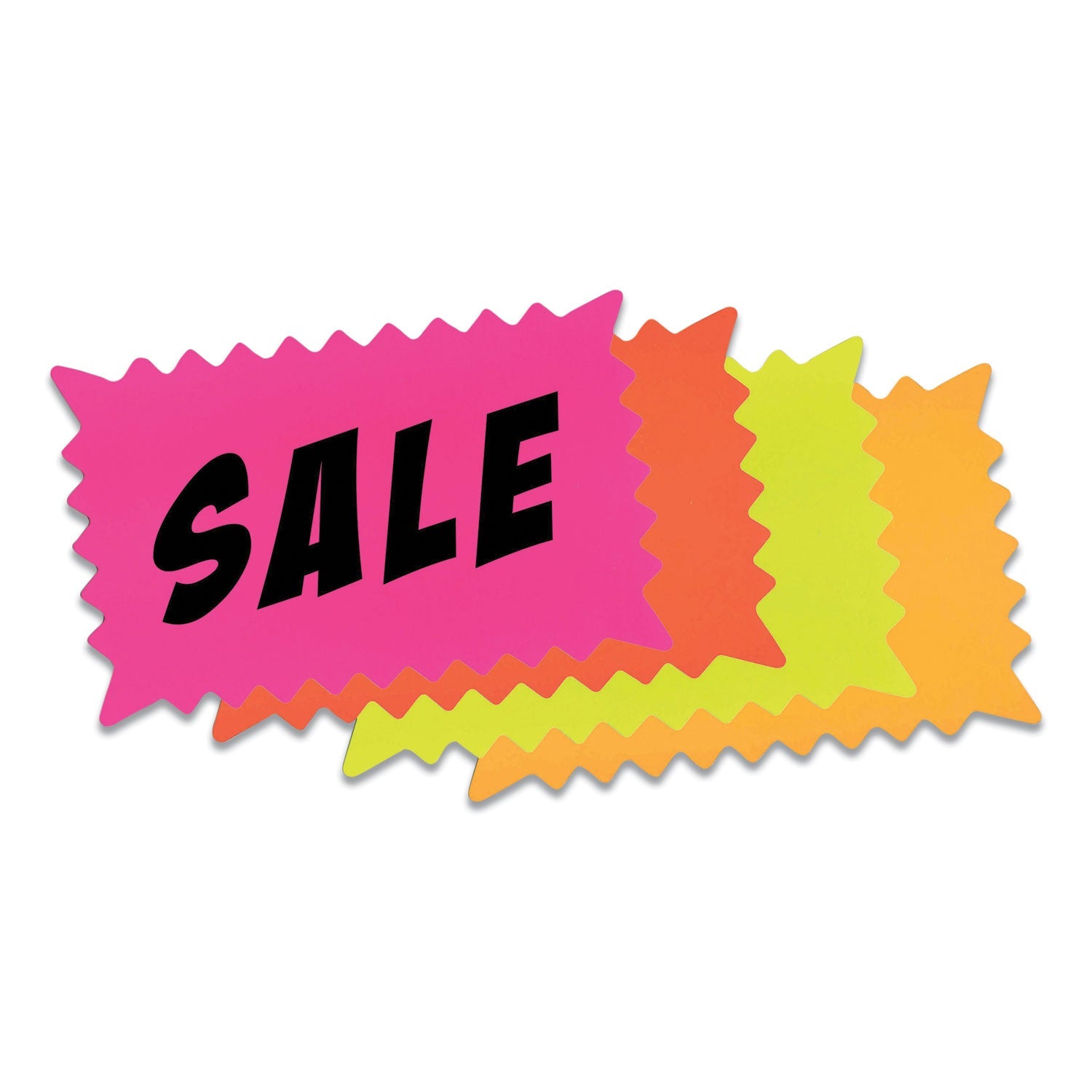 COSCO Write-On "Do It Yourself" Sign, Rectangular Burst, Die-Cut Paper, 10.13 x 6.38, Assorted Fluorescent Colors, 36/Pack