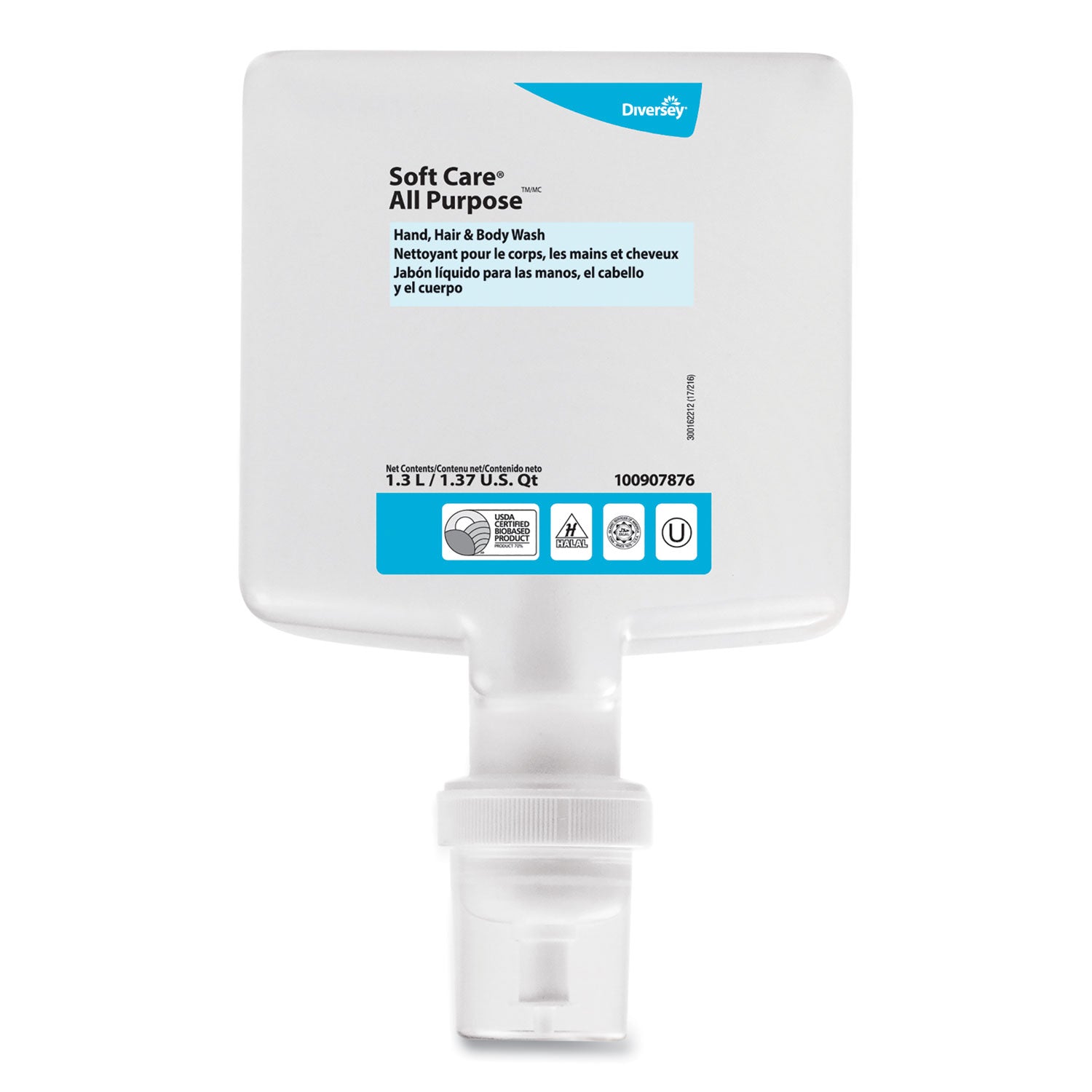 Diversey™ Soft Care All Purpose Hand, Hair and Body, Lemon Tea Splash Scent, 1.3 L, 6/Carton