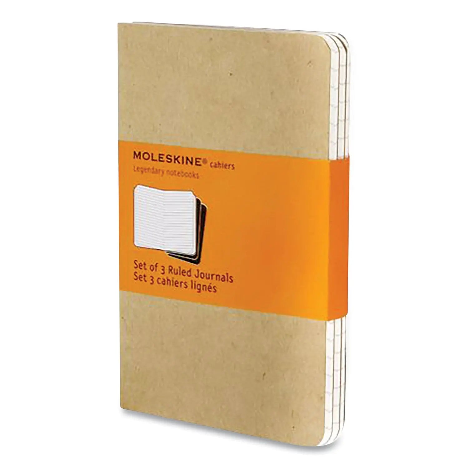Moleskine® Cahier Journal, 1-Subject, Narrow Rule, Brown Kraft Cover, (32) 5.5 x 3.5 Sheets, 3/Pack
