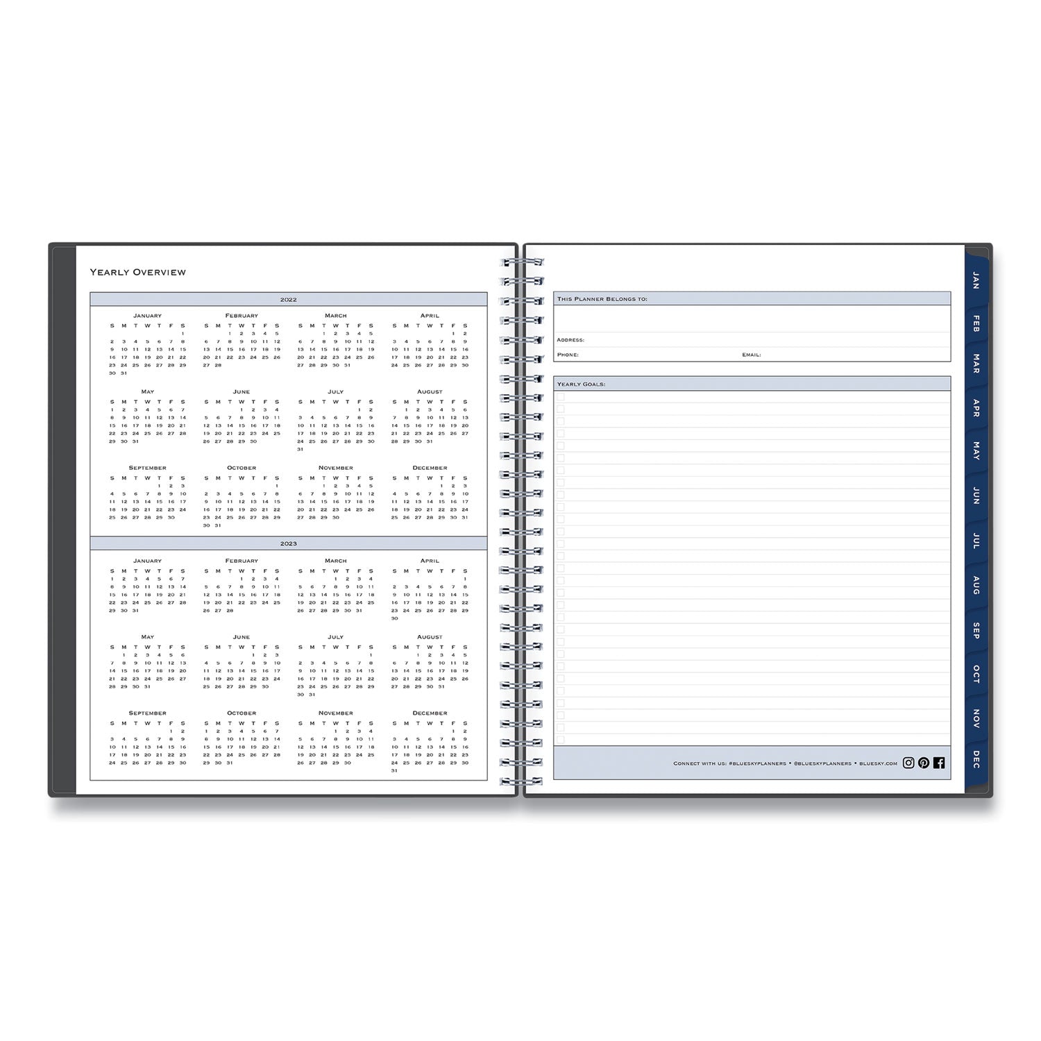 Blue Sky® Passages Monthly Planner, 10 x 8, Charcoal Cover, 12-Month (Jan to Dec): 2025 - Bloom Skins