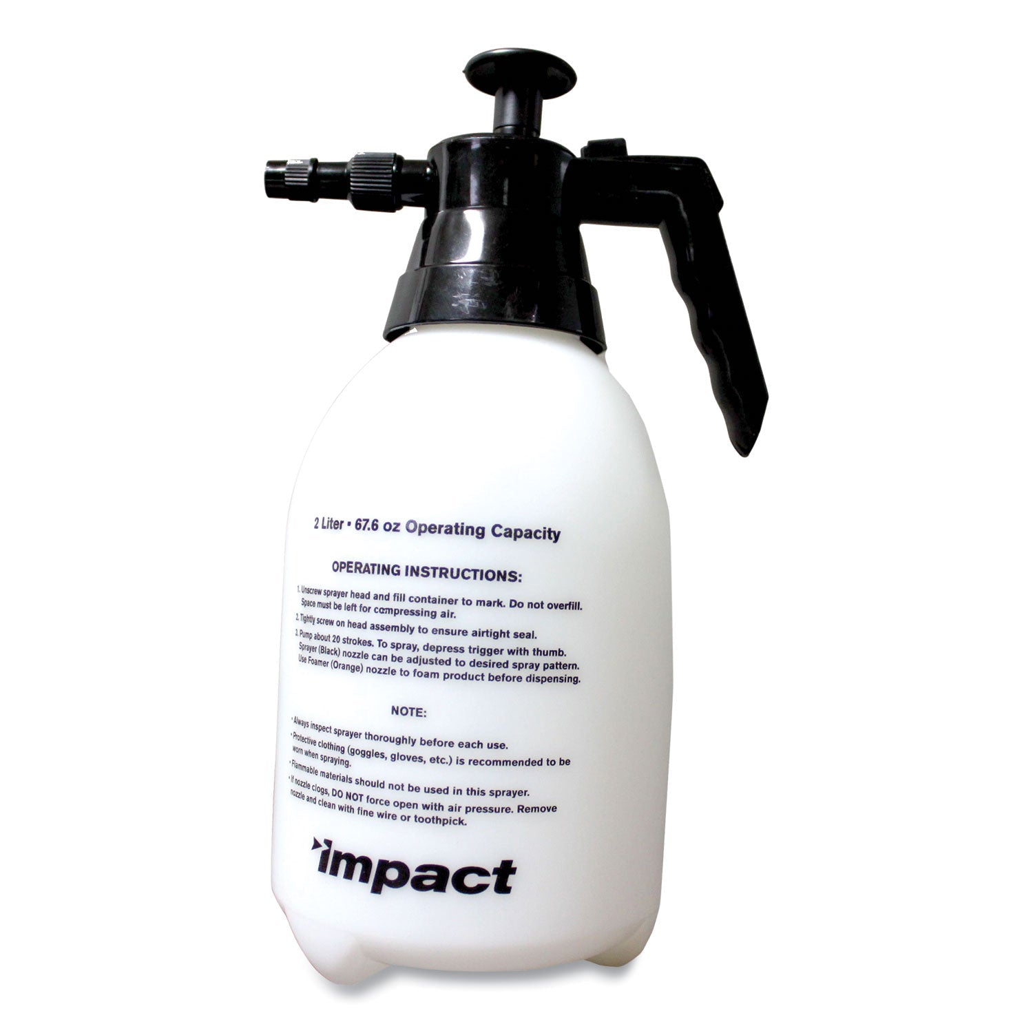 Impact® Pump-Up Sprayer/foamer, 64 Oz, Translucent White/black