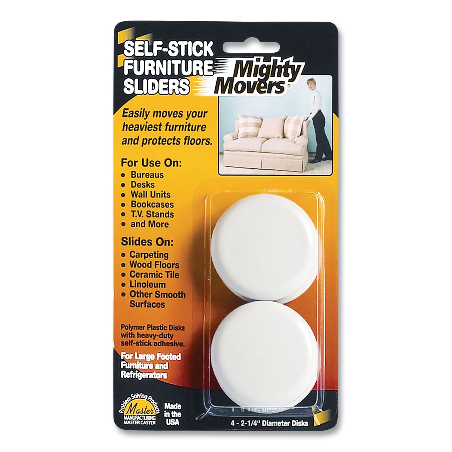 Mighty Movers Furniture Sliders | 2.25", Round, 4/pk