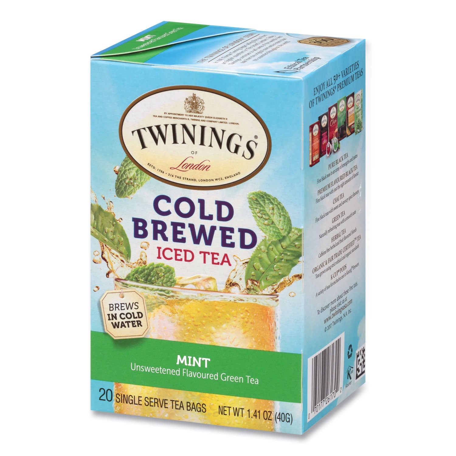 TWININGS® Cold Brew Iced Tea Bags, Mint, 0.07 Oz Tea Bag, 20/box