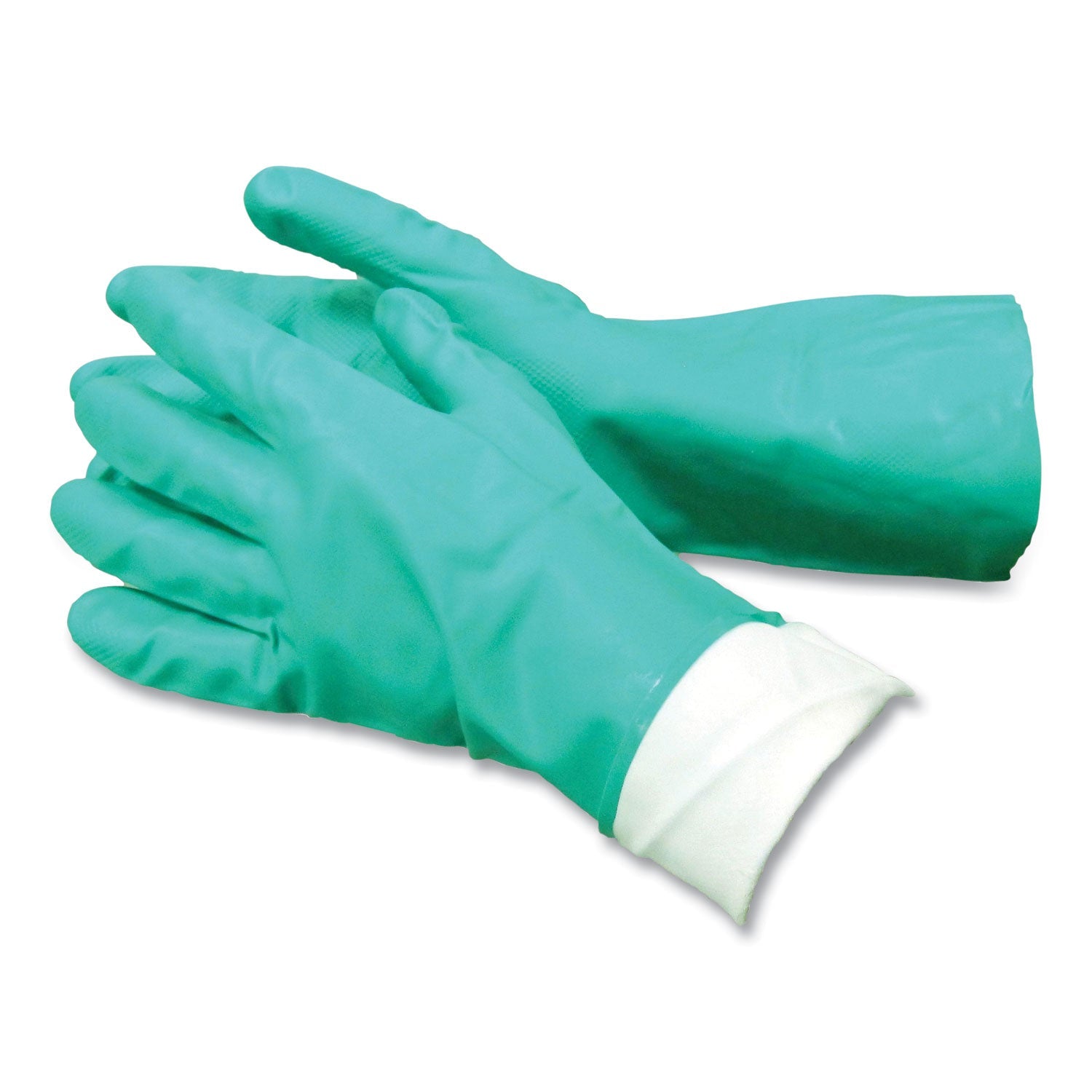 AMBITEX® PRO N650 SERIES FLOCK-LINED NITRILE RUBBER GLOVES, 13" LONG, 15 MIL, LARGE, GREEN, 12 PAIRS