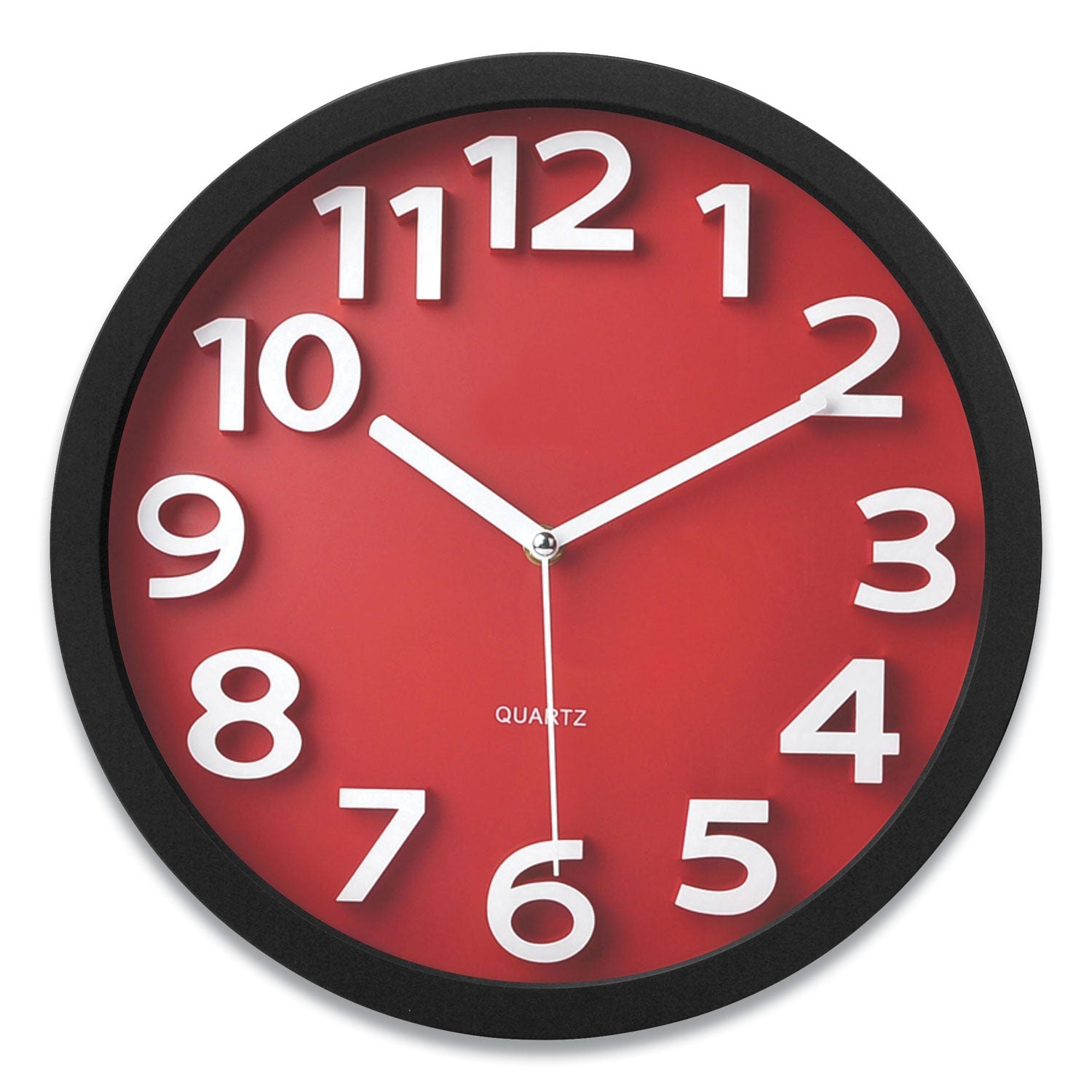 Wall Clock with Raised Numerals | 13" Red Face
