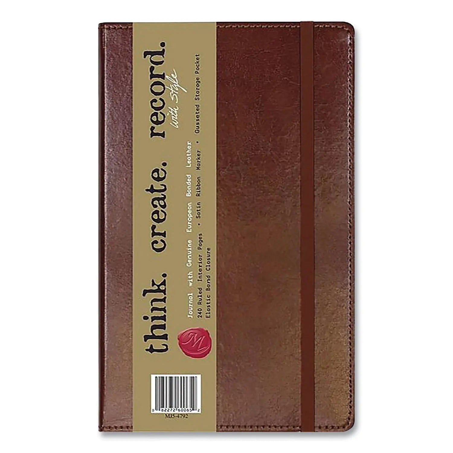 Markings® by C.R. Gibson Bonded Leather Journal, 1-Subject, Narrow Rule, Brown Cover, (240) 8.25 x 5 Sheets - Bloom Skins
