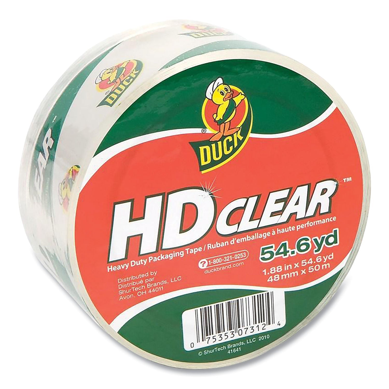 Duck® Heavy-Duty Carton Packaging Tape, 3" Core, 1.88" X 54.6 Yds, Clear