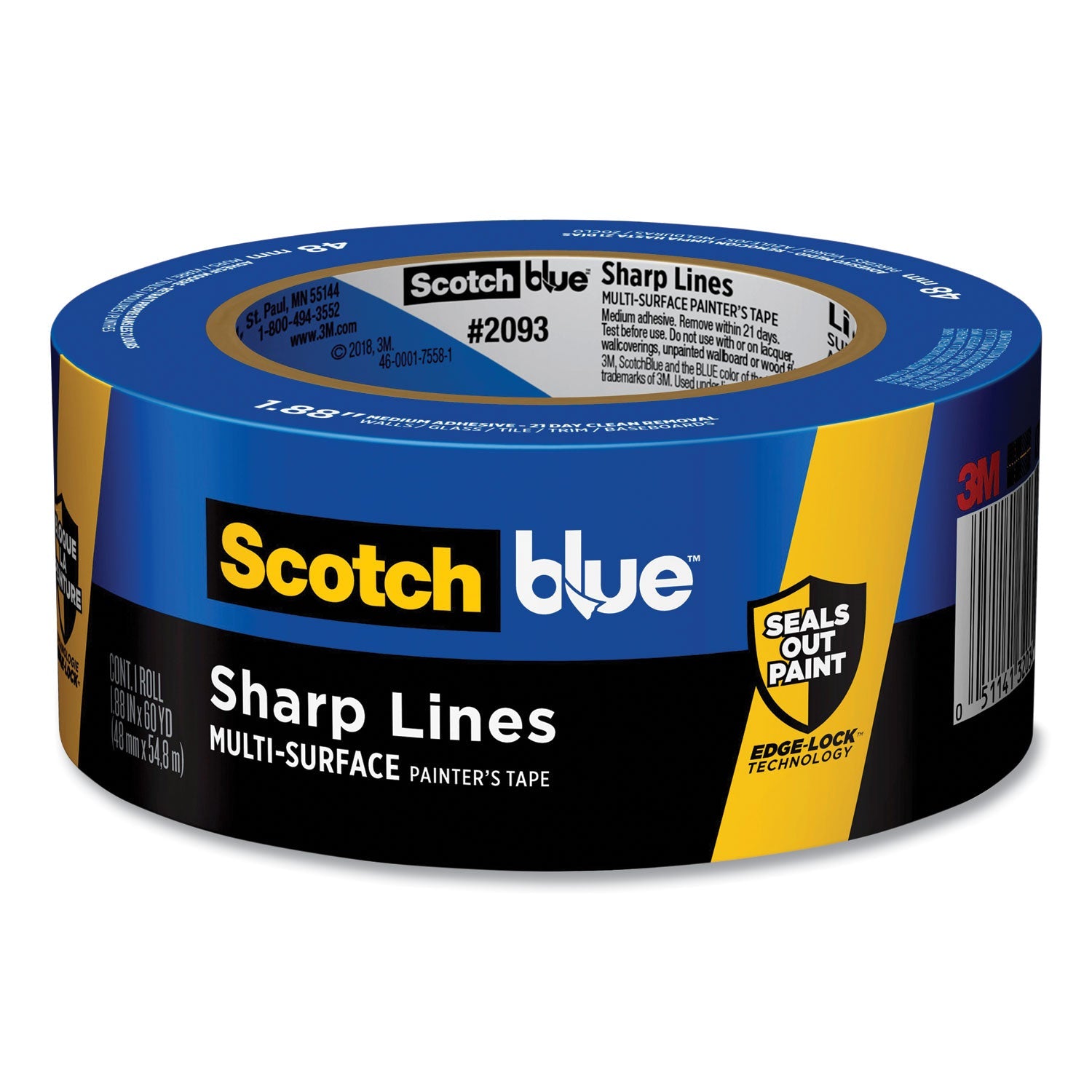 ScotchBlue™ Sharp Lines Multi-Surface Painter's Tape, 3" Core, 1.88" X 60 Yds, Blue