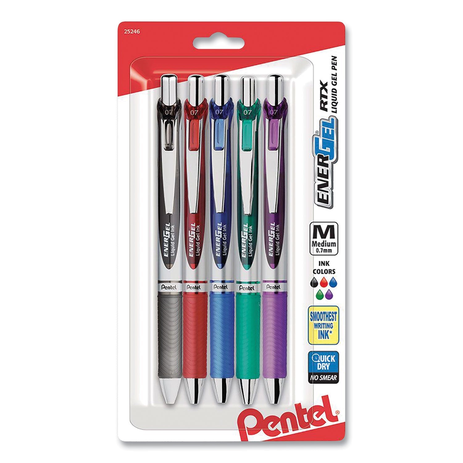 EnerGel RTX Gel Pen | Assorted Inks | 5-Pack