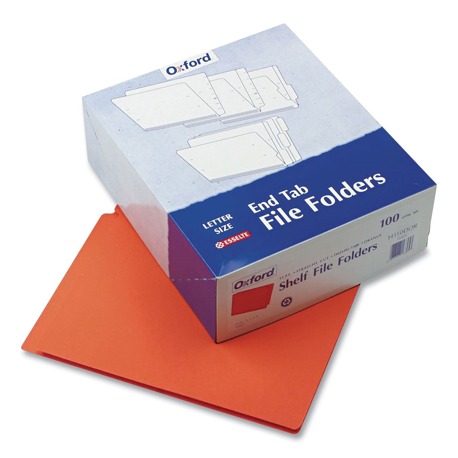 Pendaflex® Colored End Tab Folders with Reinforced Double-Ply Straight Cut Tabs, Letter Size, 0.75" Expansion, Orange, 100/Box