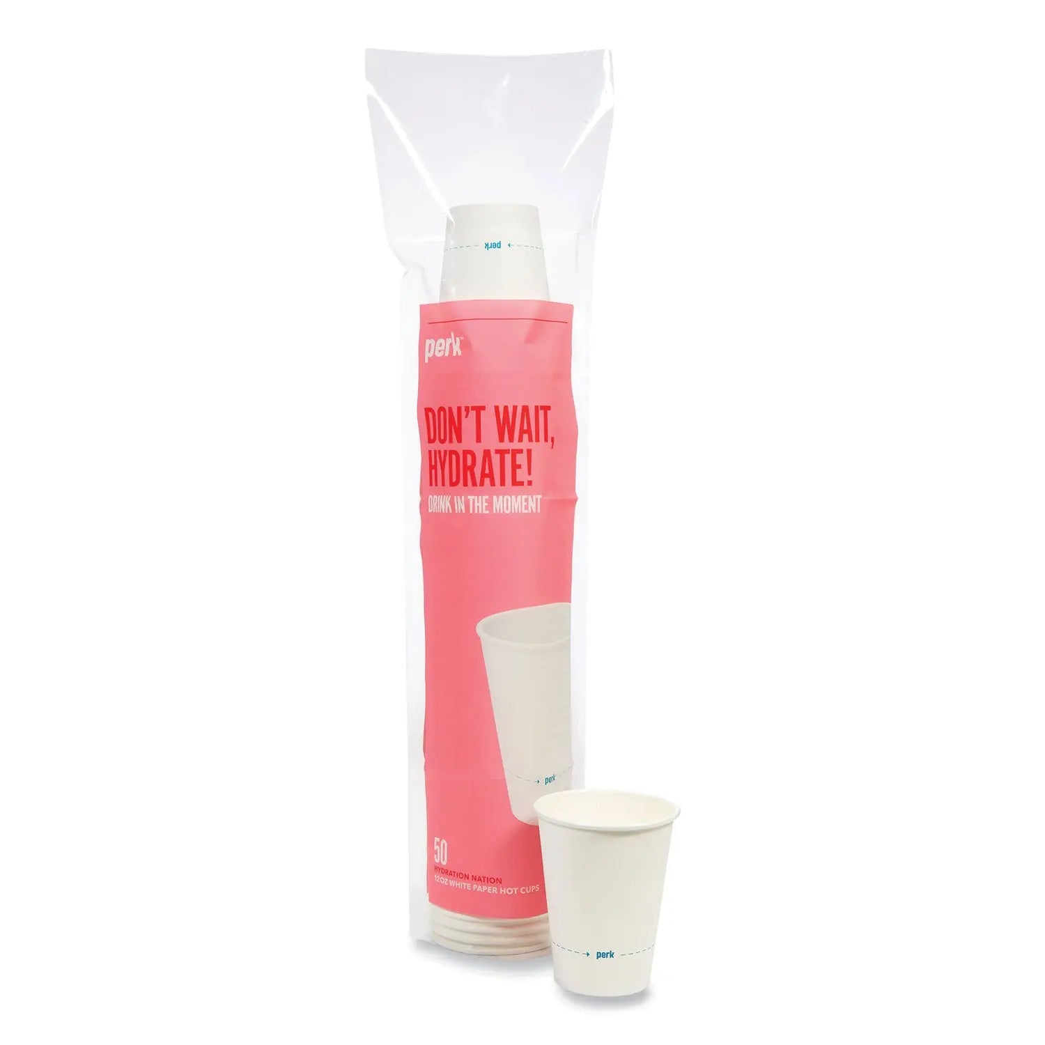 Perk™ White Paper Hot Cups, 12 Oz, 50/pack