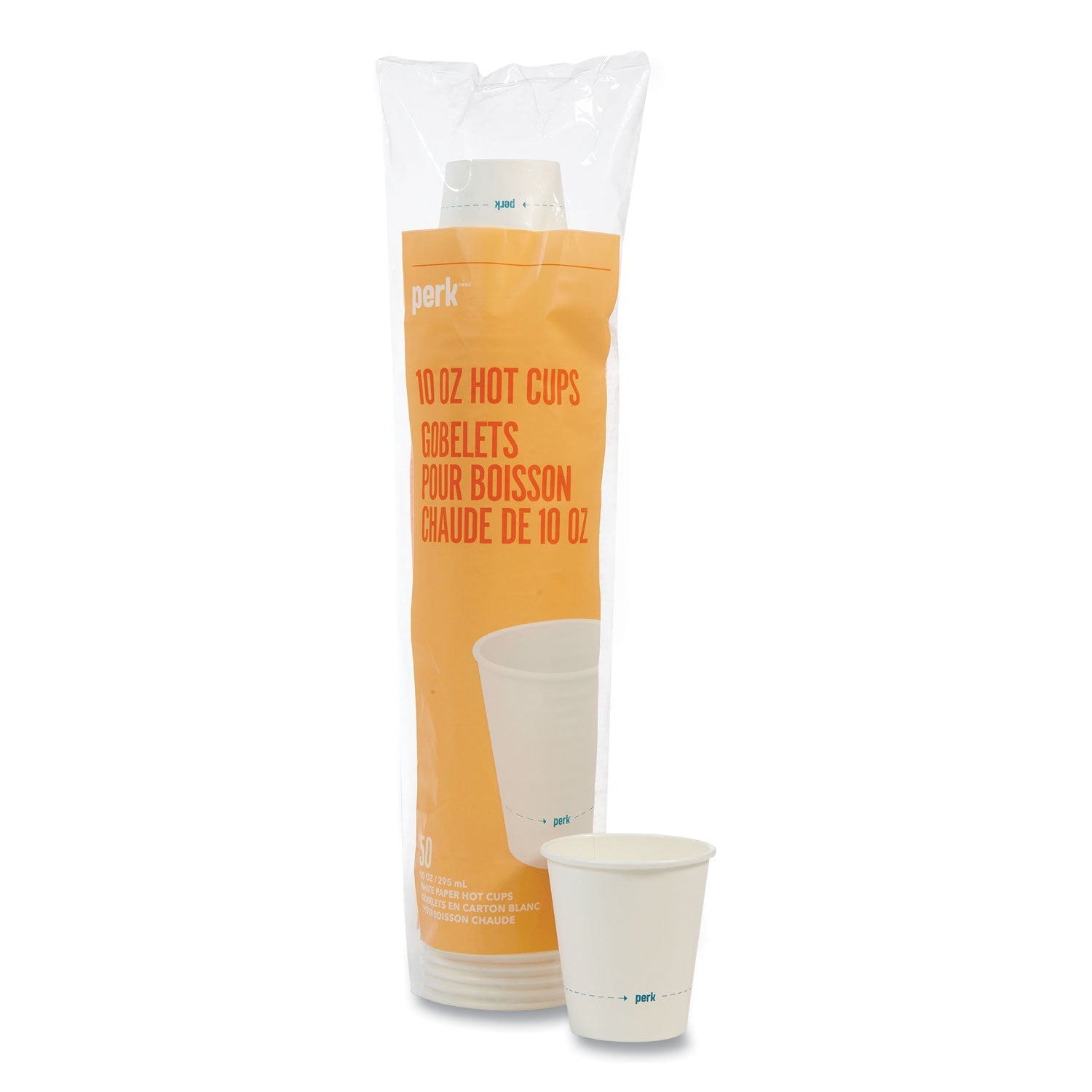 Perk™ White Paper Hot Cups, 10 Oz, 50/pack