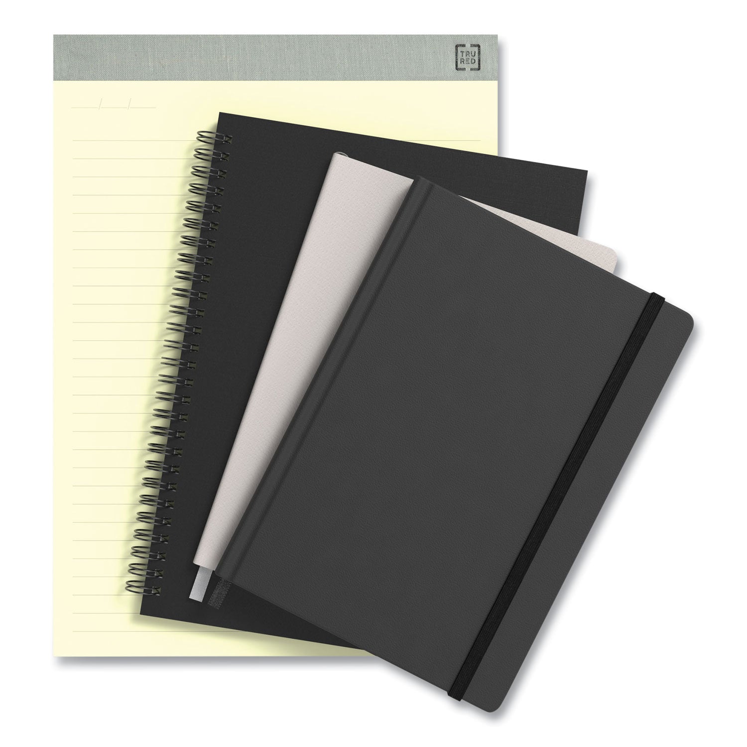 TRU RED™ Soft-Cover Notebook Folio Set, 1-Subject, Narrow Rule, Black Cover, (80) 11 x 8.5 Sheets