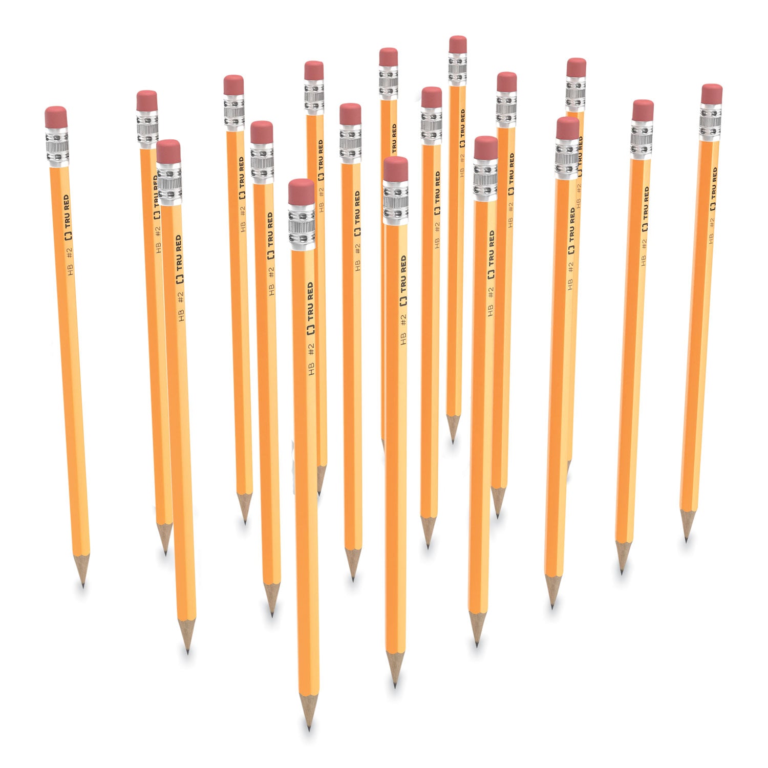 TRU RED™ PRE-SHARPENED WOODEN PENCIL, HB (#2), BLACK LEAD, YELLOW BARREL, 24/PACK
