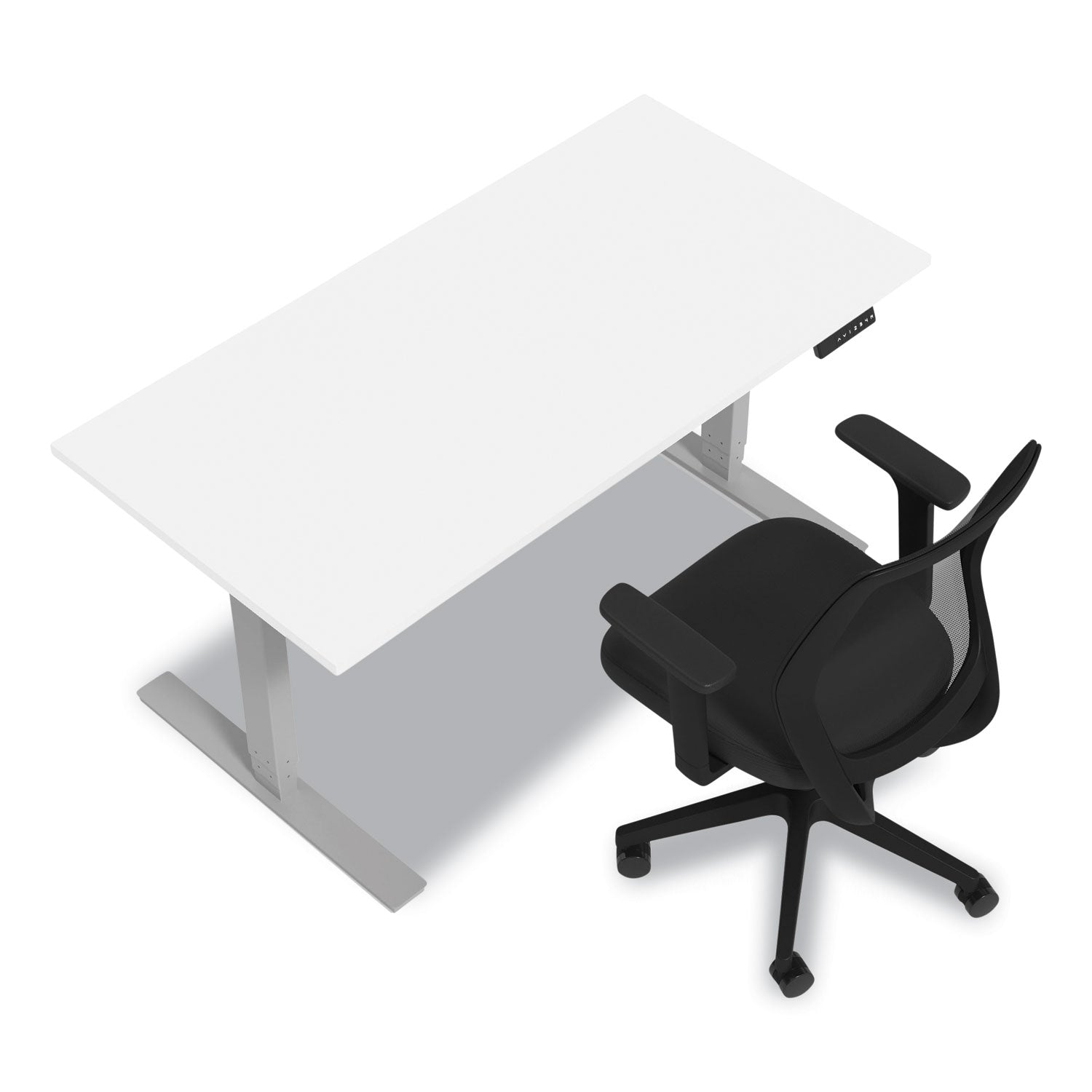 Union & Scale™ Essentials Electric Sit-Stand Desk, 55.1" X 27.5" X 25.9" To 51.5", White/aluminum