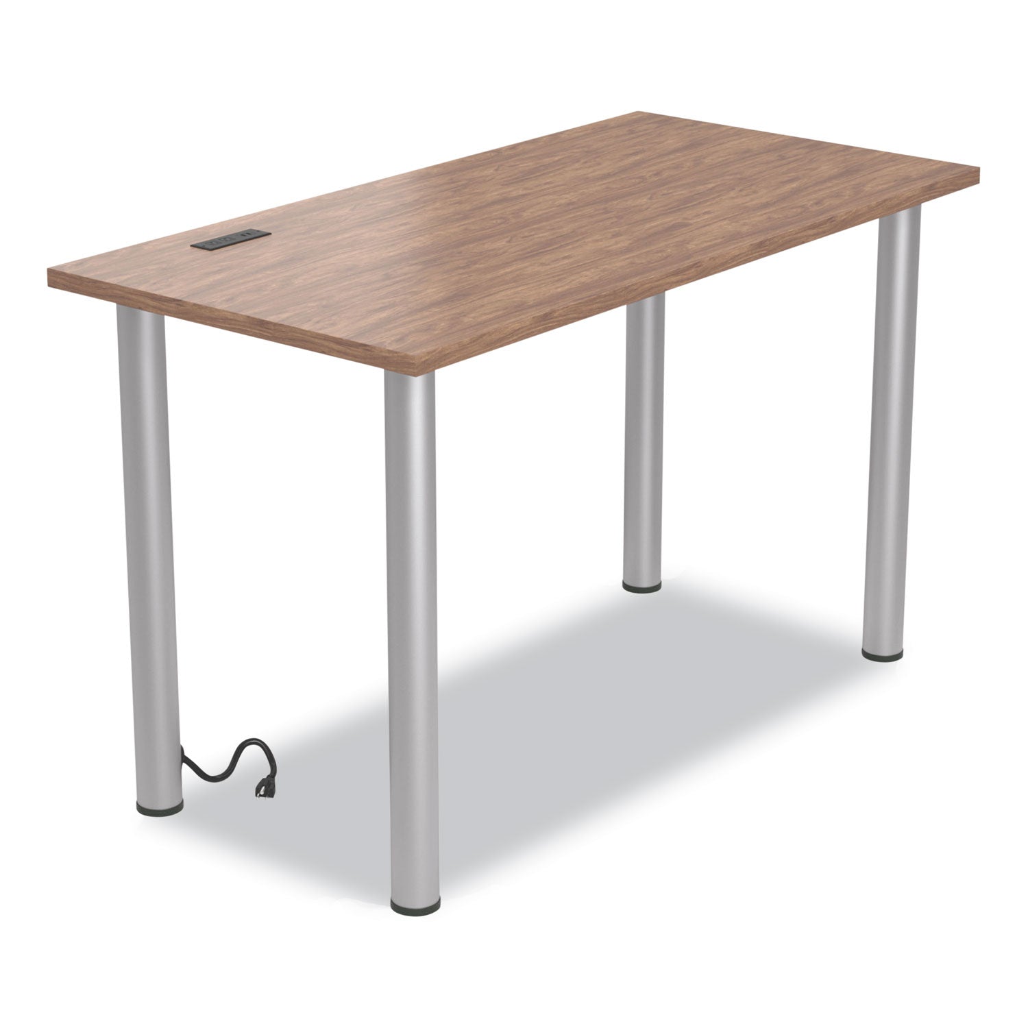 Union & Scale™ Essentials Writing Table-Desk With Integrated Power Management, 47.5" X 23.7" X 28.8", Espresso/aluminum - Bloom Skins