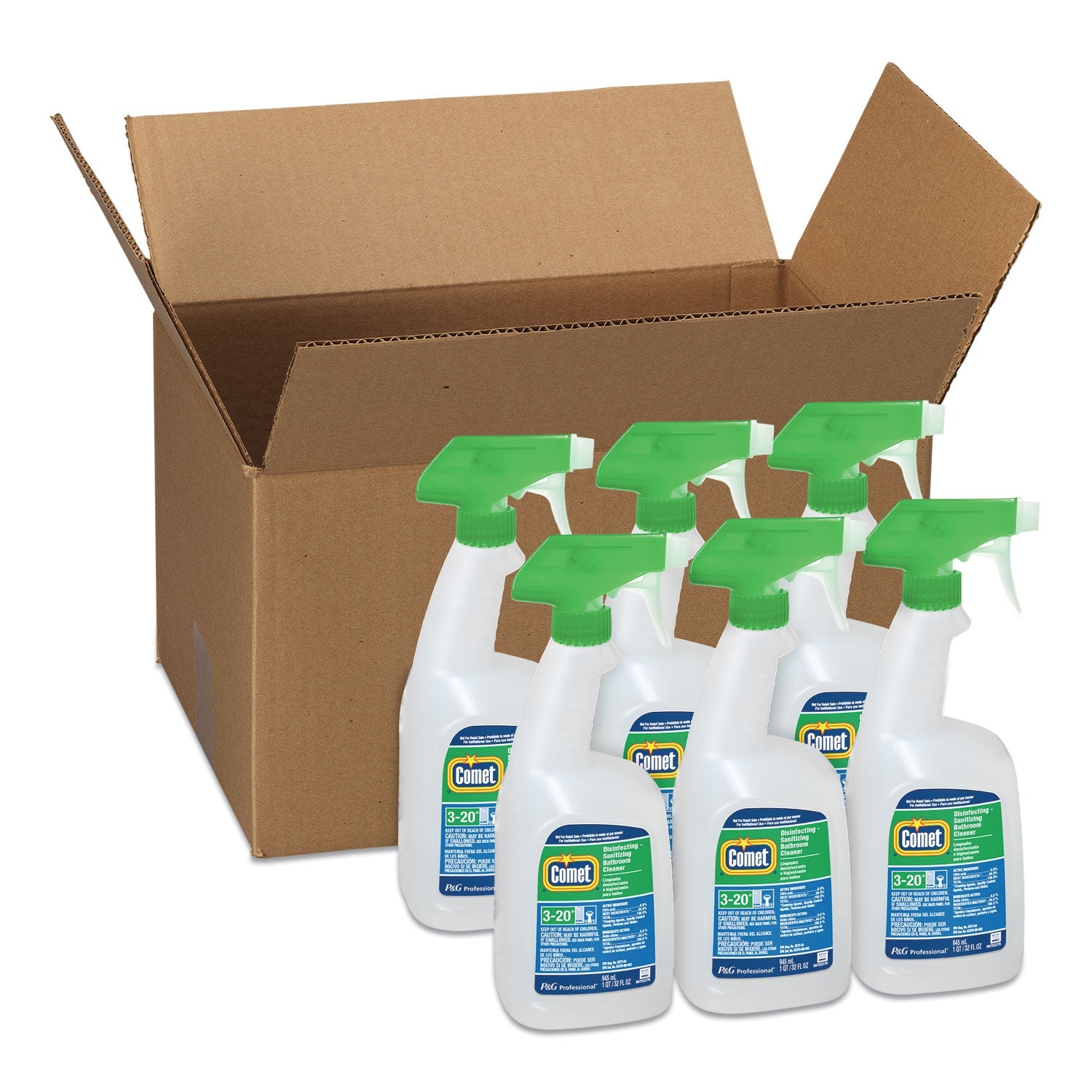 Comet® Disinfecting-Sanitizing Bathroom Cleaner, 32 Oz Trigger Spray Bottle, 6/carton