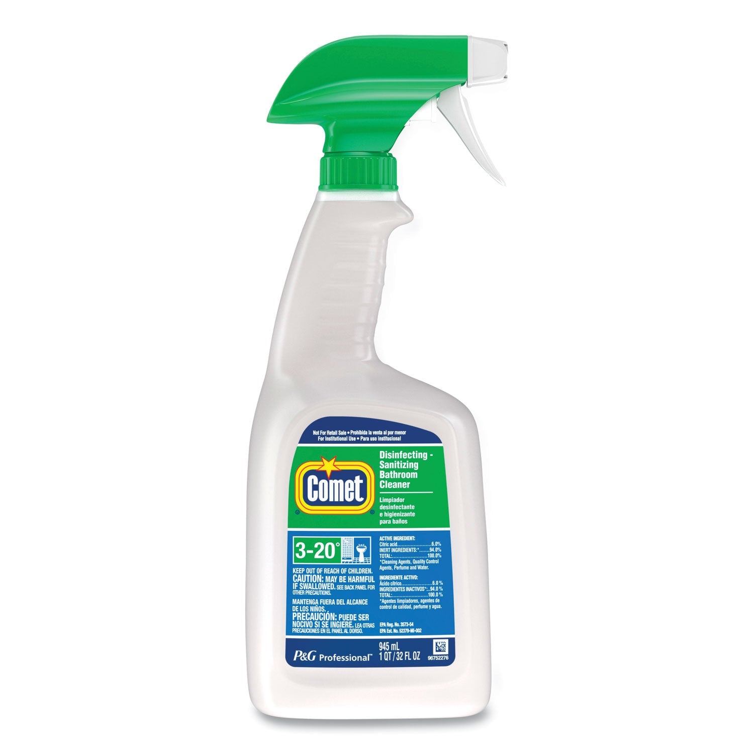 Comet® Disinfecting-Sanitizing Bathroom Cleaner, 32 Oz Trigger Spray Bottle, 8/carton