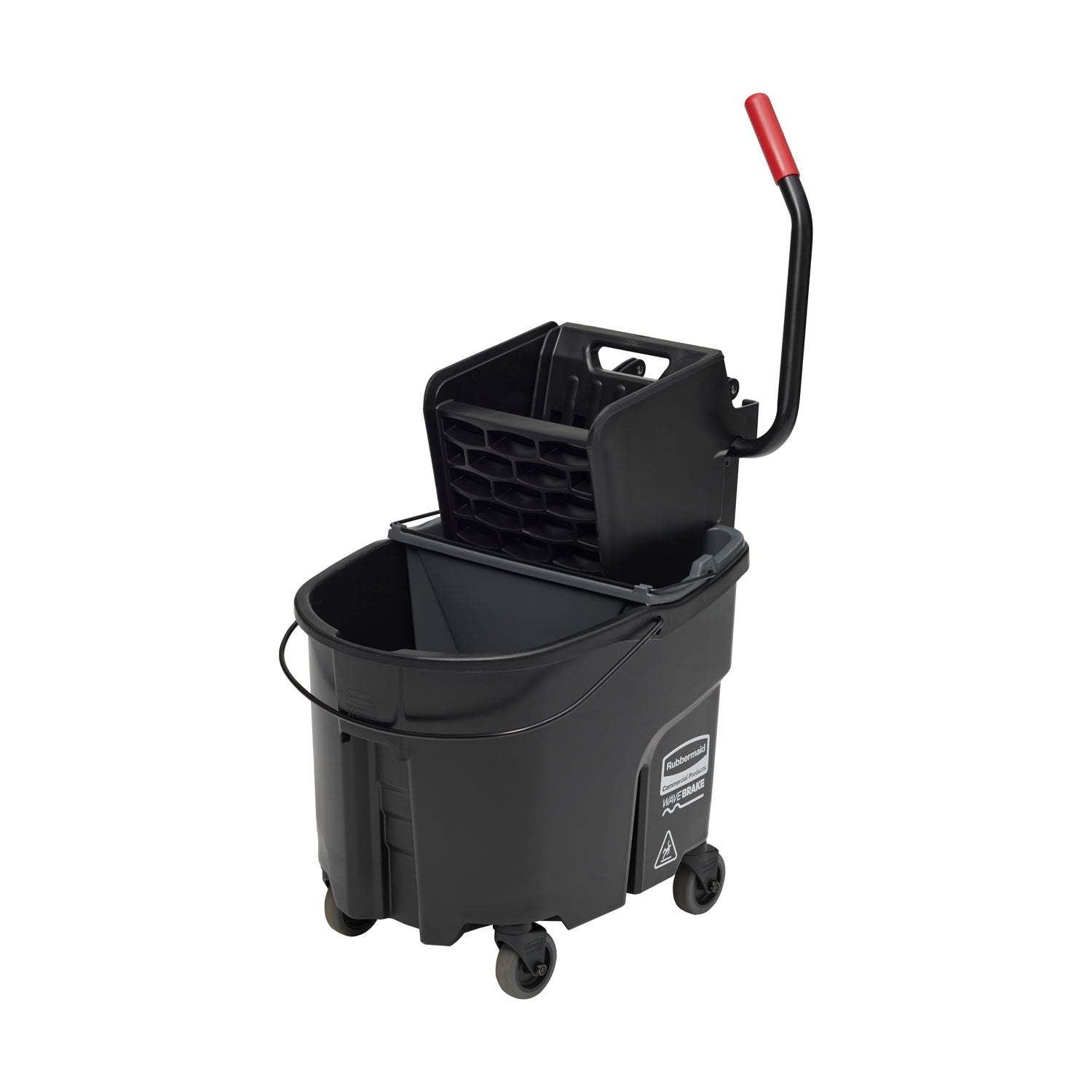 Rubbermaid® Commercial Wavebrake 2.0 Bucket/wringer Combos, Side-Press, 35 Qt, Plastic, Black