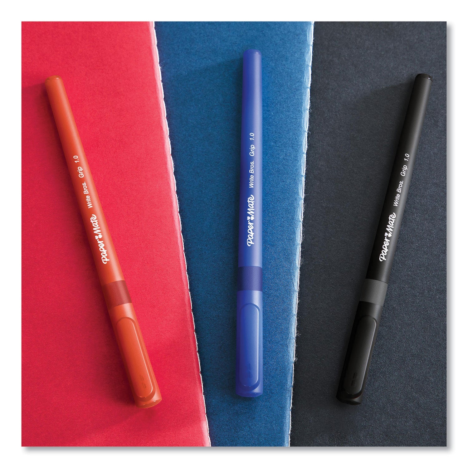Paper Mate® Write Bros. Grip Ballpoint Pen, Stick, Medium 1 Mm, Blue Ink, Blue Barrel, Dozen