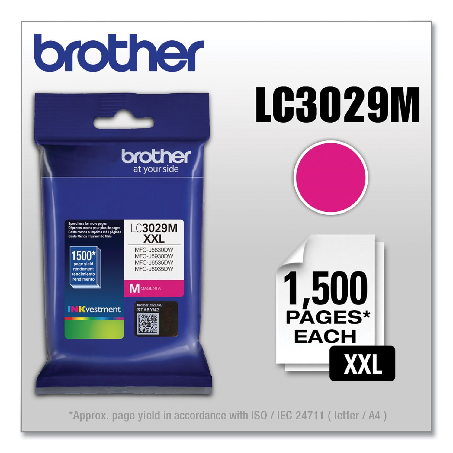 Brother Lc3029m Inkvestment Super High-Yield Ink, 1,500 Page-Yield, Magenta