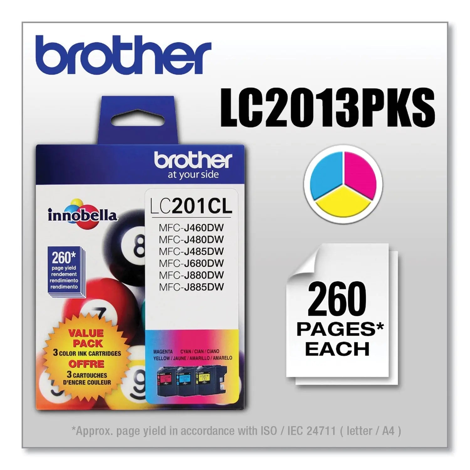 Brother Lc2013pks Innobella Ink, 260 Page-Yield, Cyan/magenta/yellow