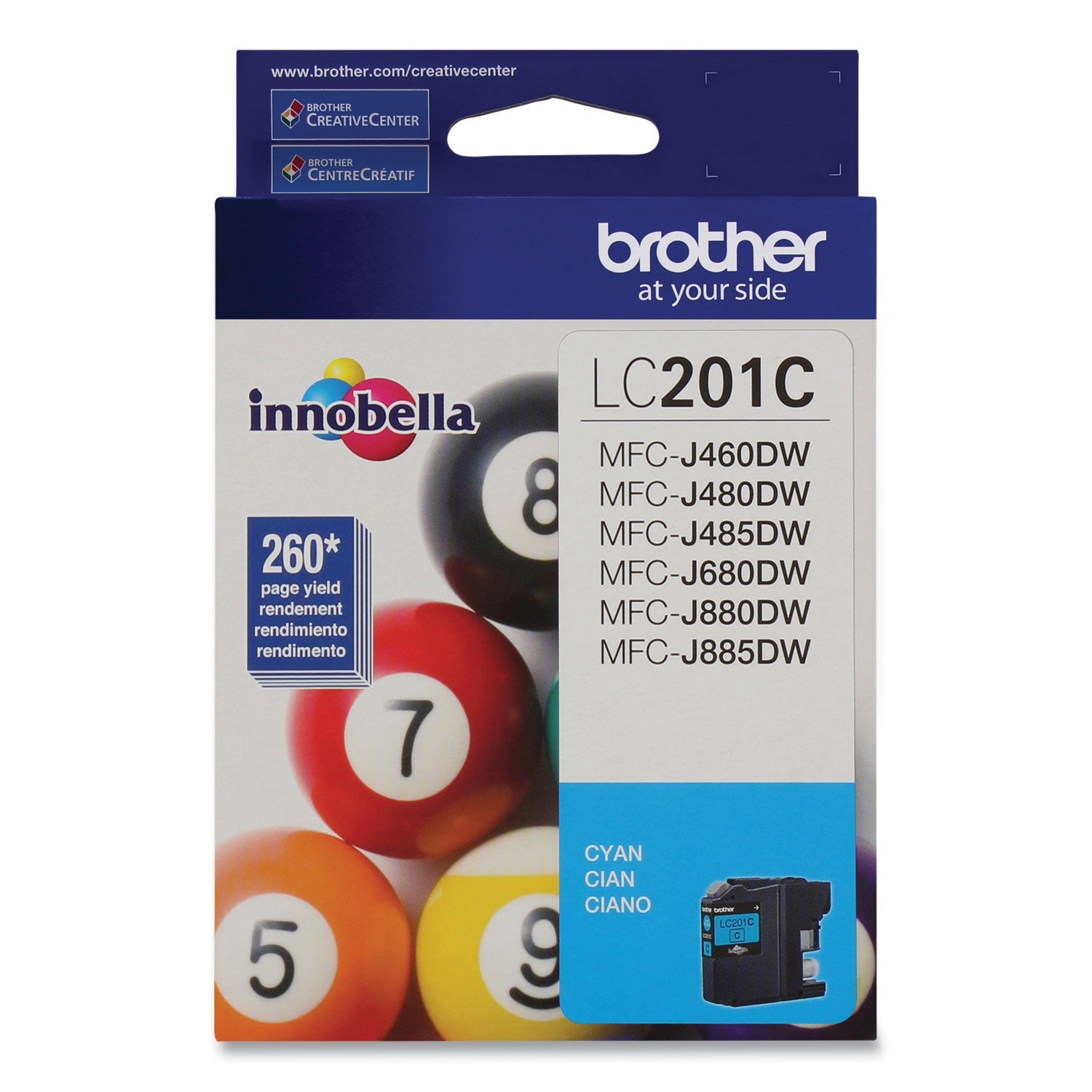 Brother Lc201c Innobella Ink, 260 Page-Yield, Cyan